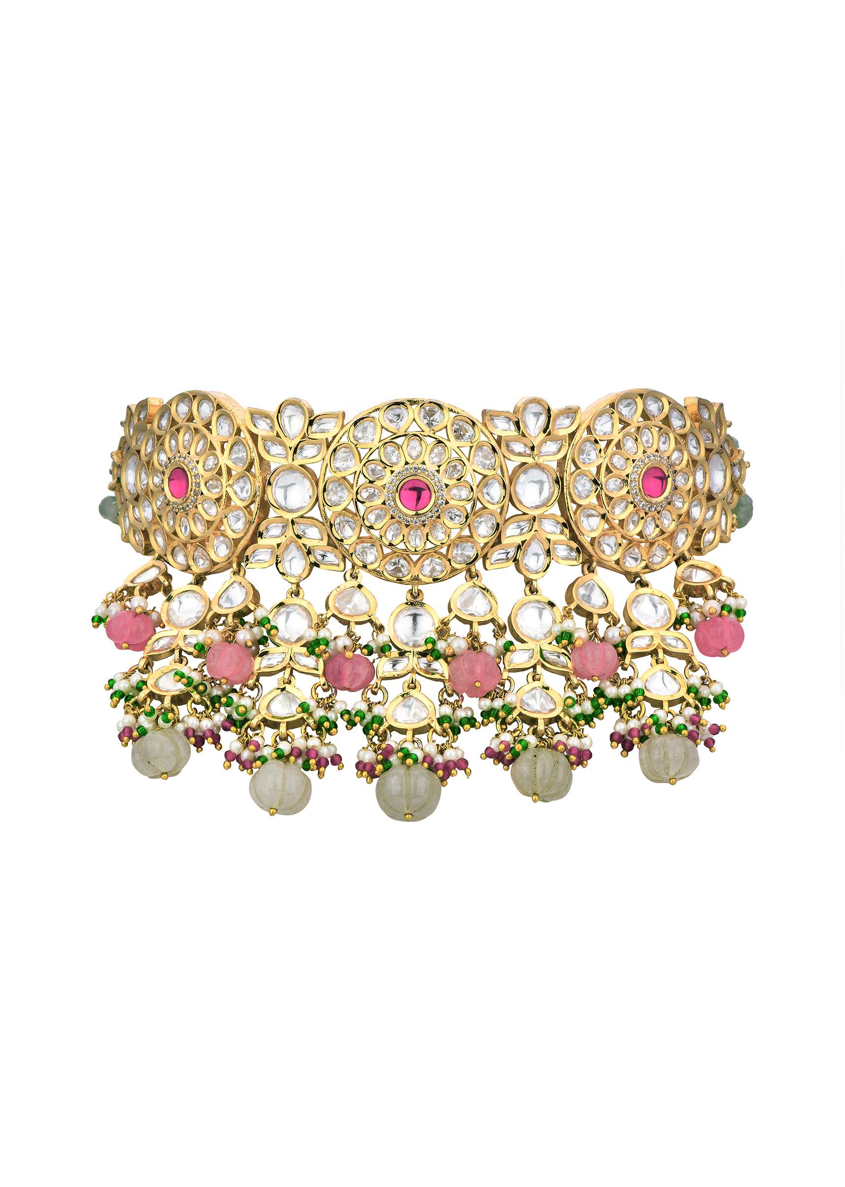 Multicolor Choker Set With Encrusted Kundan - Image 2