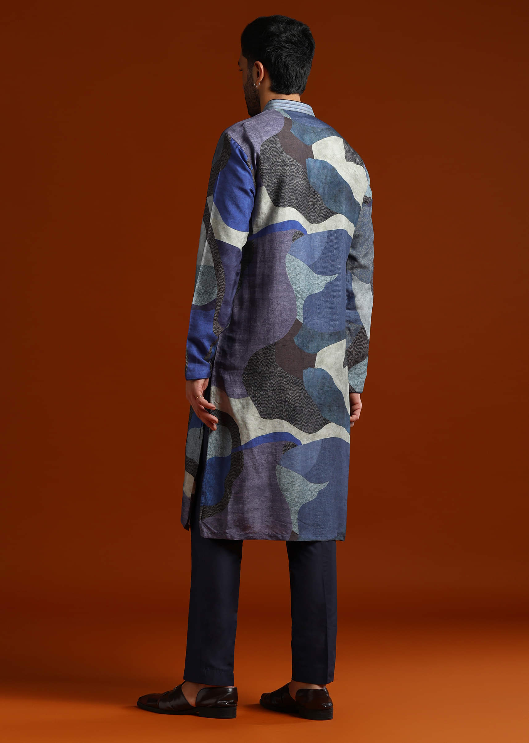 Multicolour Kurta Set For Men With Abstract Print - Image 5