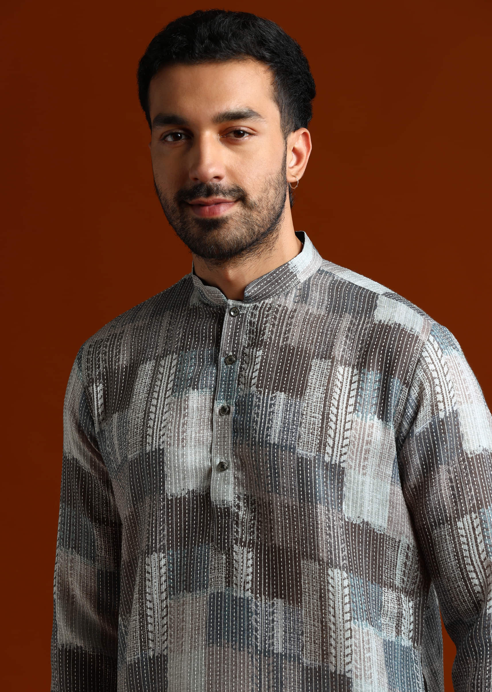 Multicolour Kurta Set For Men With Heavy Kantha Work - Image 2
