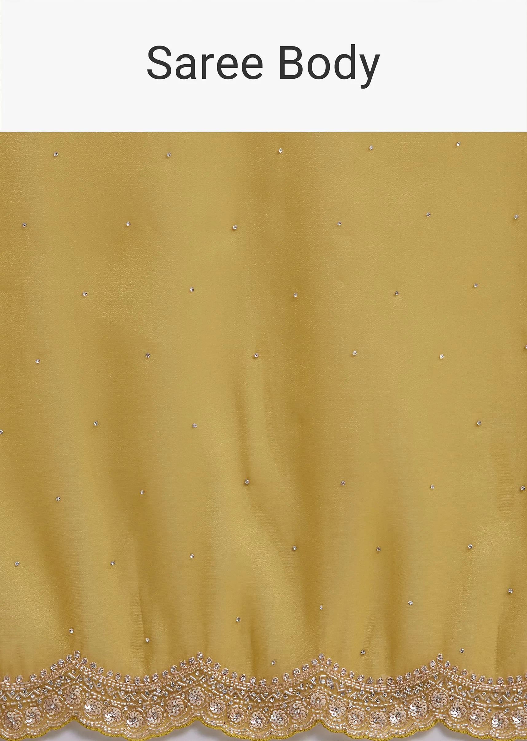 Mustard Tissue Organza Saree With Sequins Embellished Border - Image 9