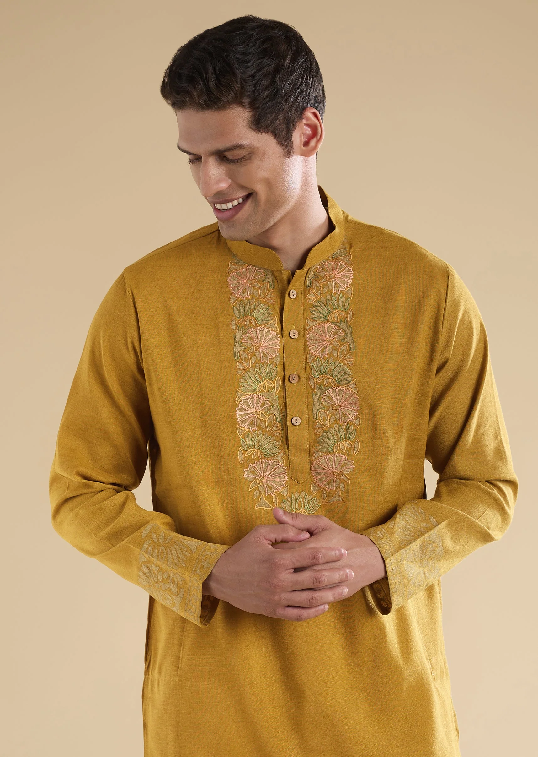 Mustard Yellow Casual Kurta Set - Image 2