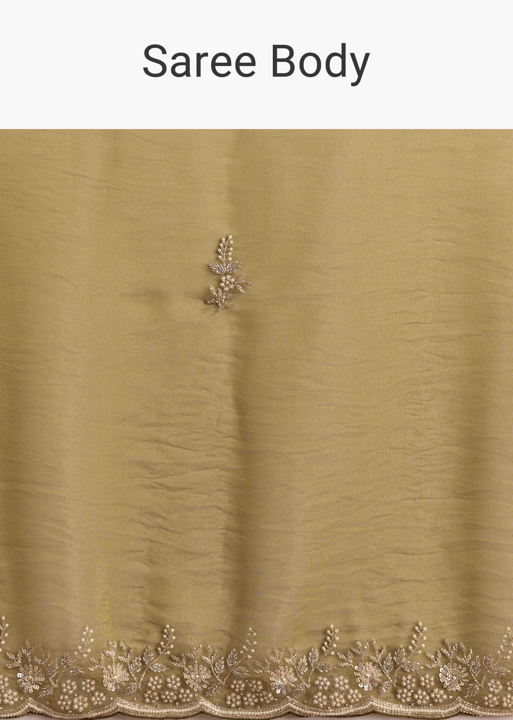 Mustard Yellow Tissue Saree With Floral Butti Embroidery - Image 8