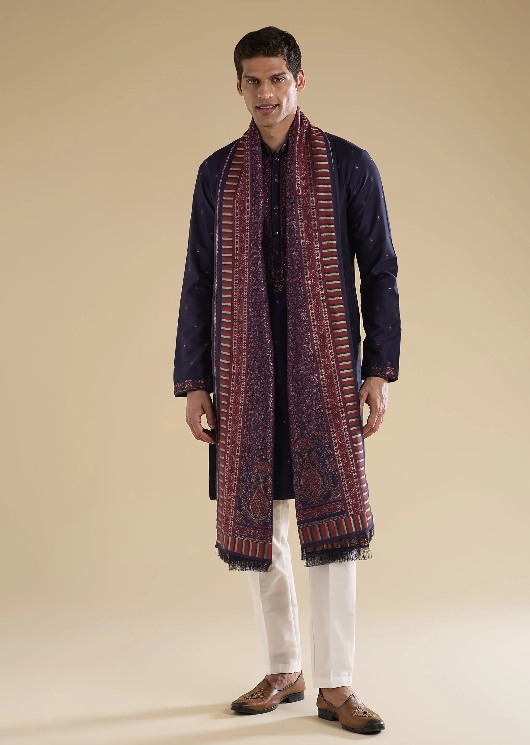 Navy Blue Printed Kurta Set with Dupatta