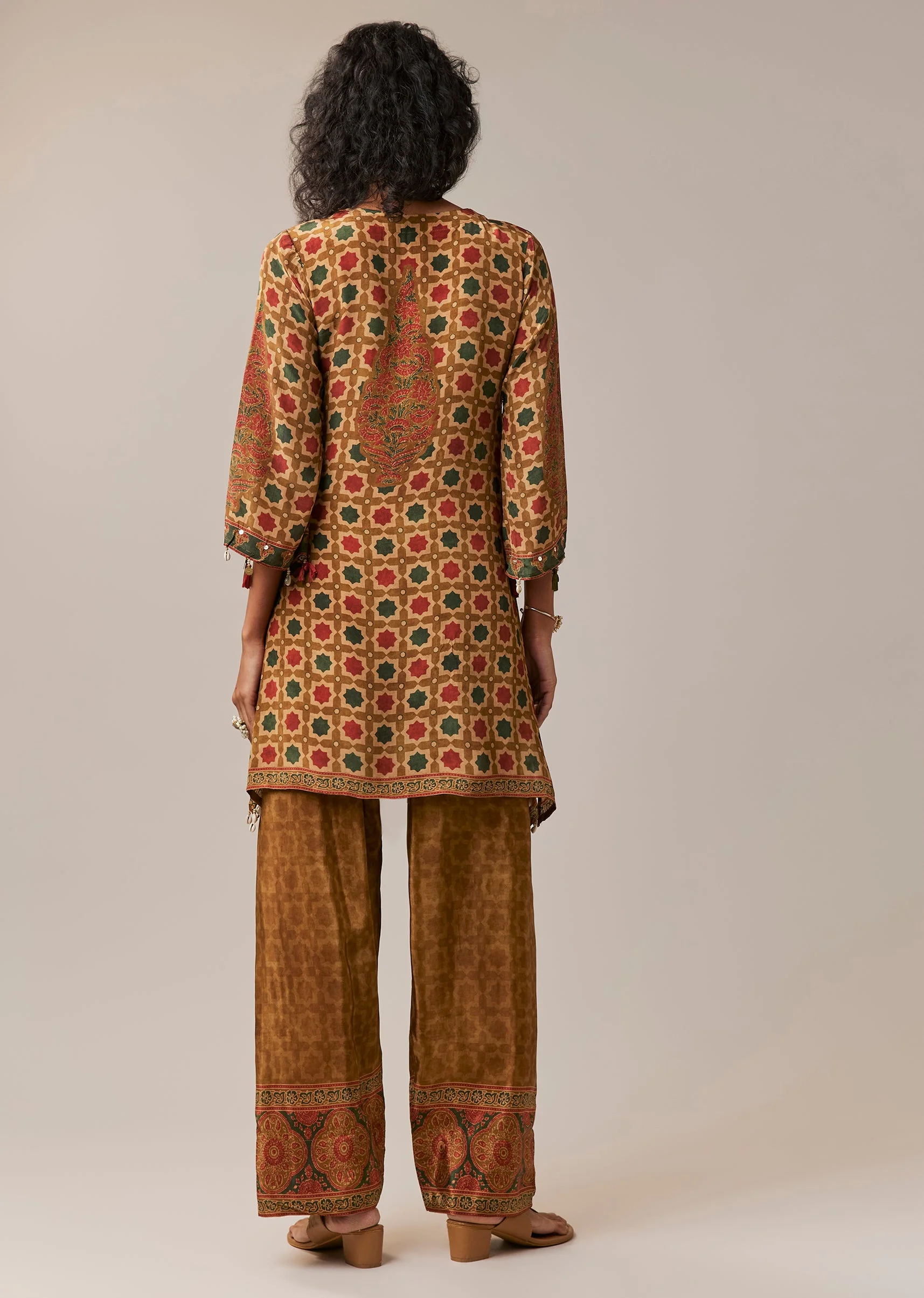 Ochre Yellow Printed Kurta and Pant Set - Image 5