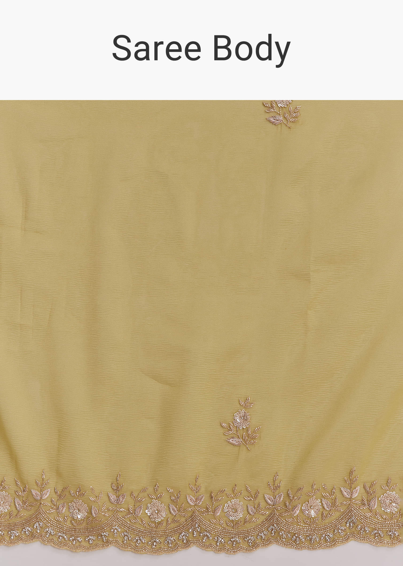 Ochre Yellow Tissue Saree With Zardosi And Stone Embroidery - Image 8