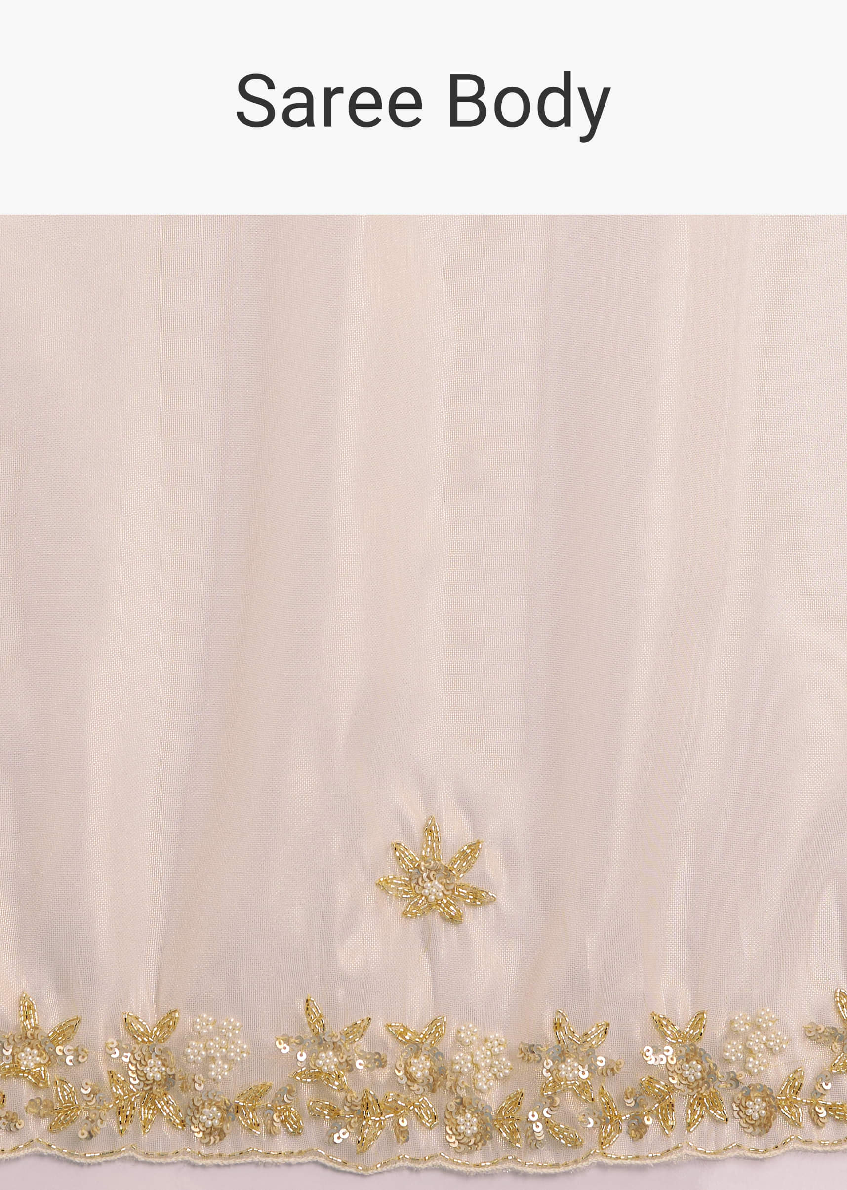 Off White Organza Tissue Saree With Beaded Scallop Border - Image 9