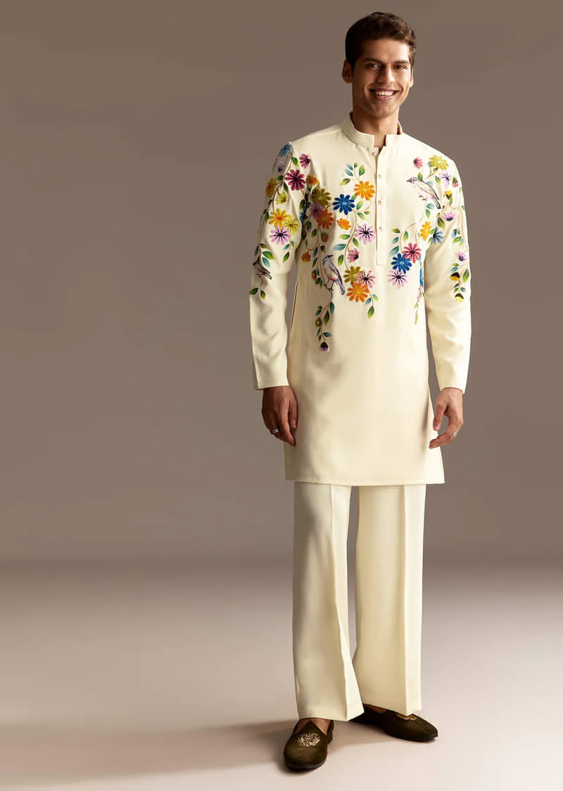 Off White Palazzo Kurta Set - Image 3