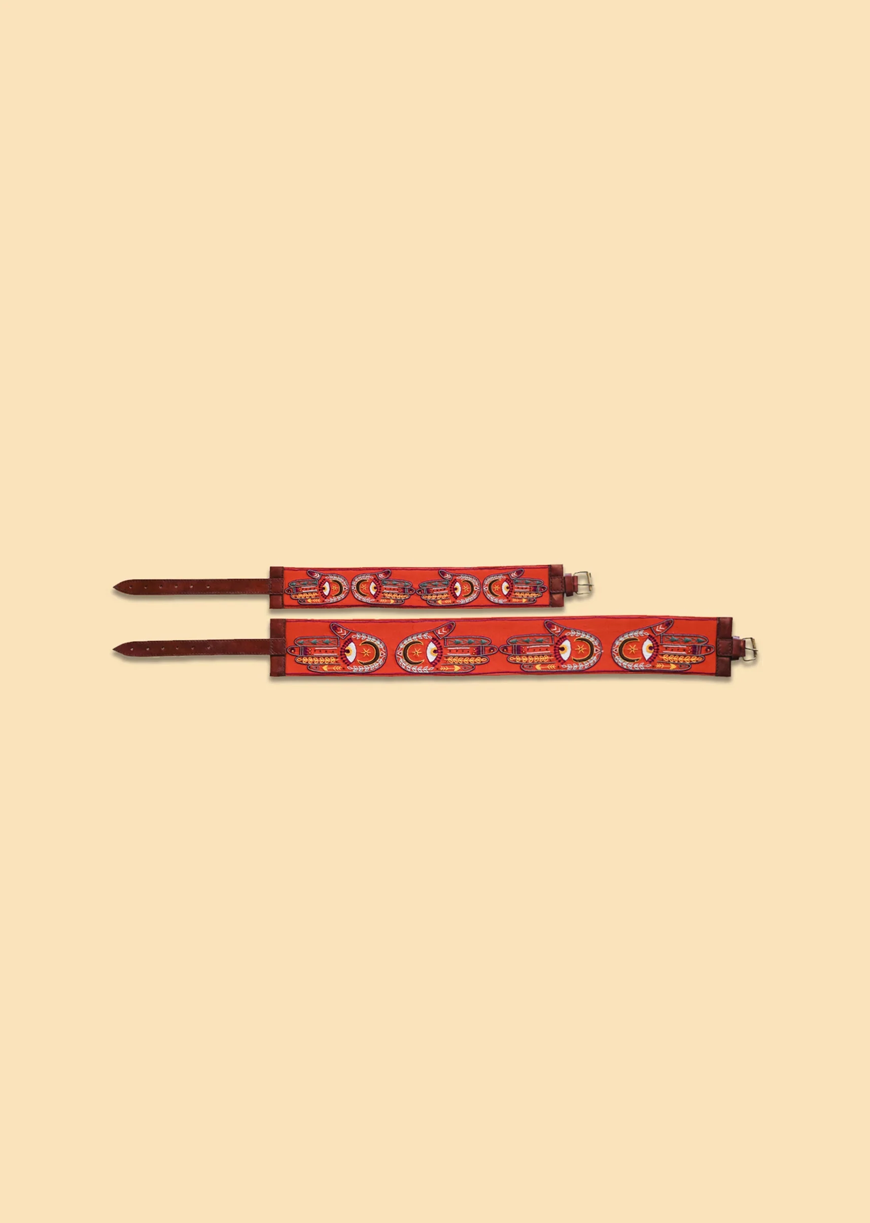 Orange And White Embroidered Waist Belt - Image 3