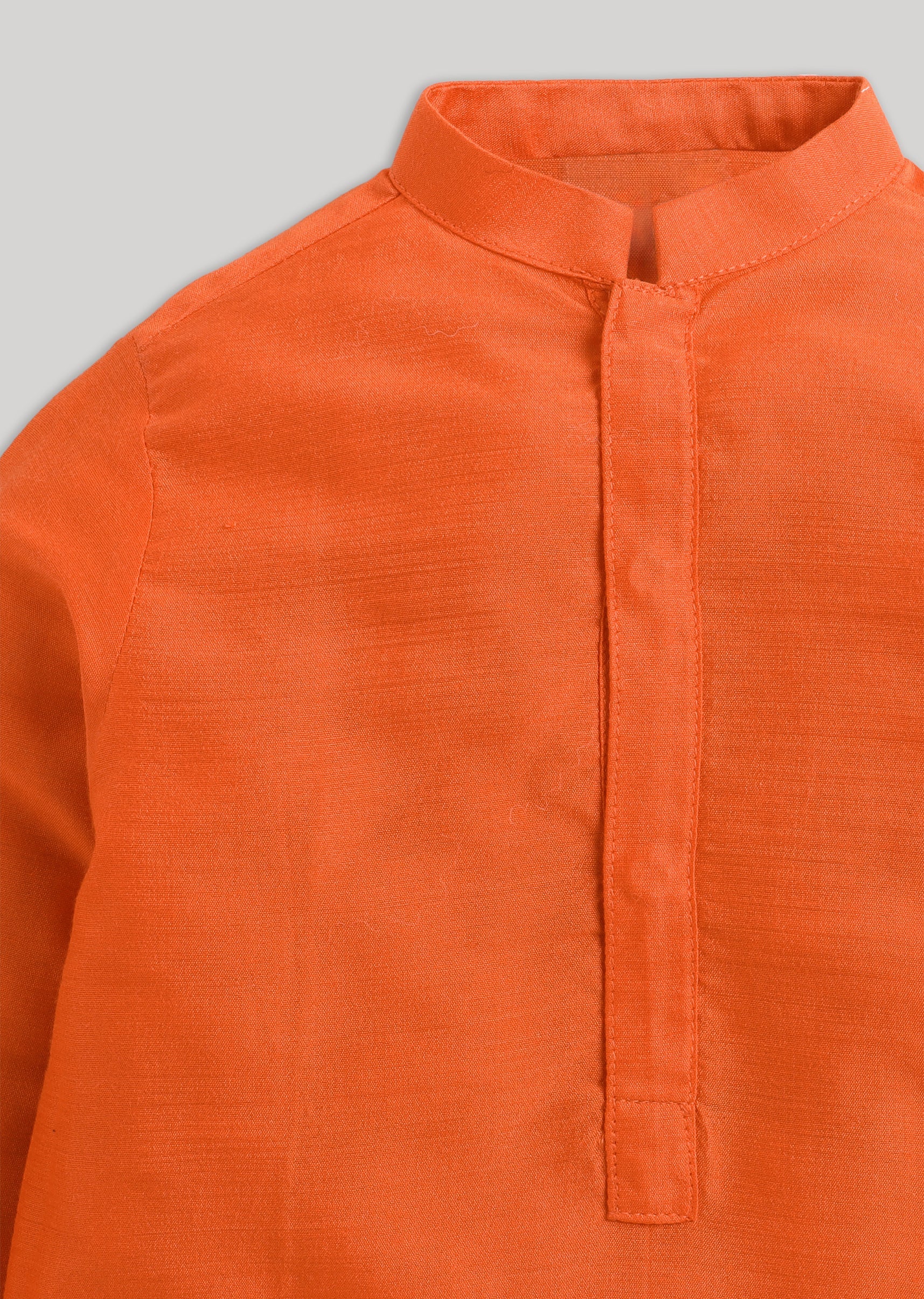 Orange Cotton Kurta Jacket Set With Gotta Work Nehru Jacket - Image 4