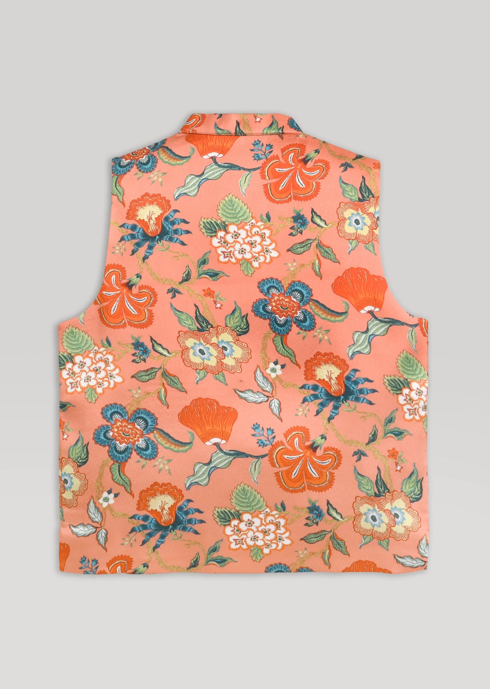 Orange Cotton Kurta Jacket Set With Gotta Work Nehru Jacket - Image 6