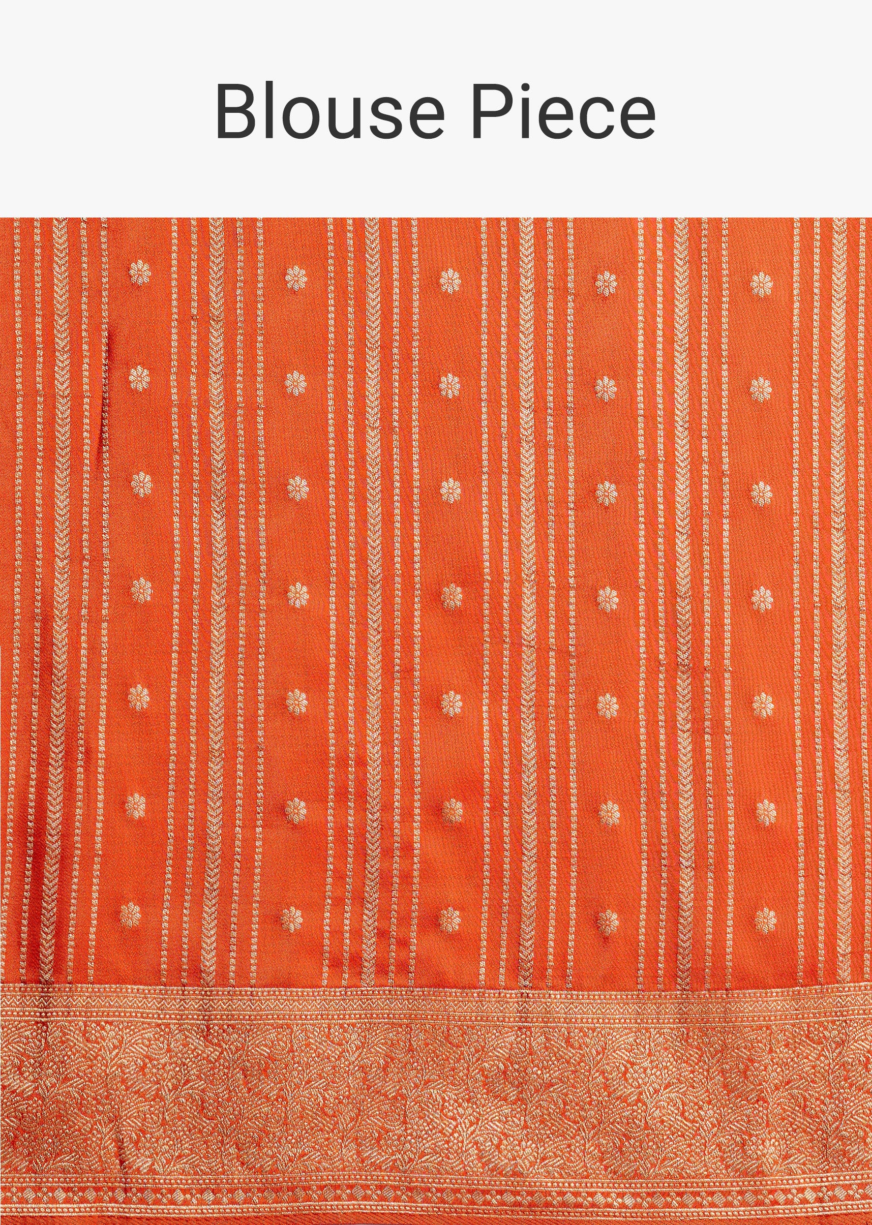 Orange Dola Silk Saree With Zari Border And Pallu - Image 10