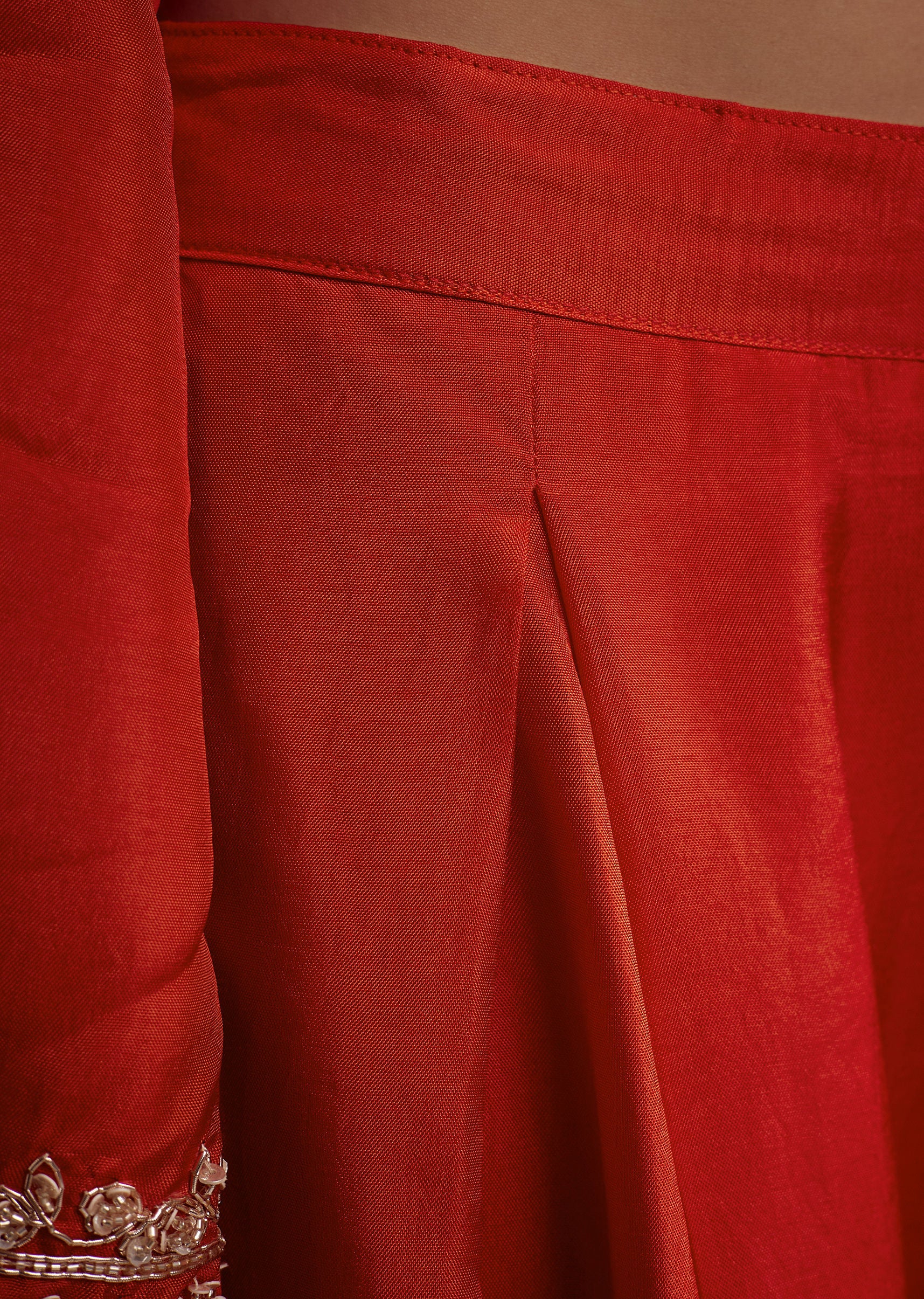 Orange Russian Silk Palazzo Suit With Cut Dana And Sequins Work - Image 6