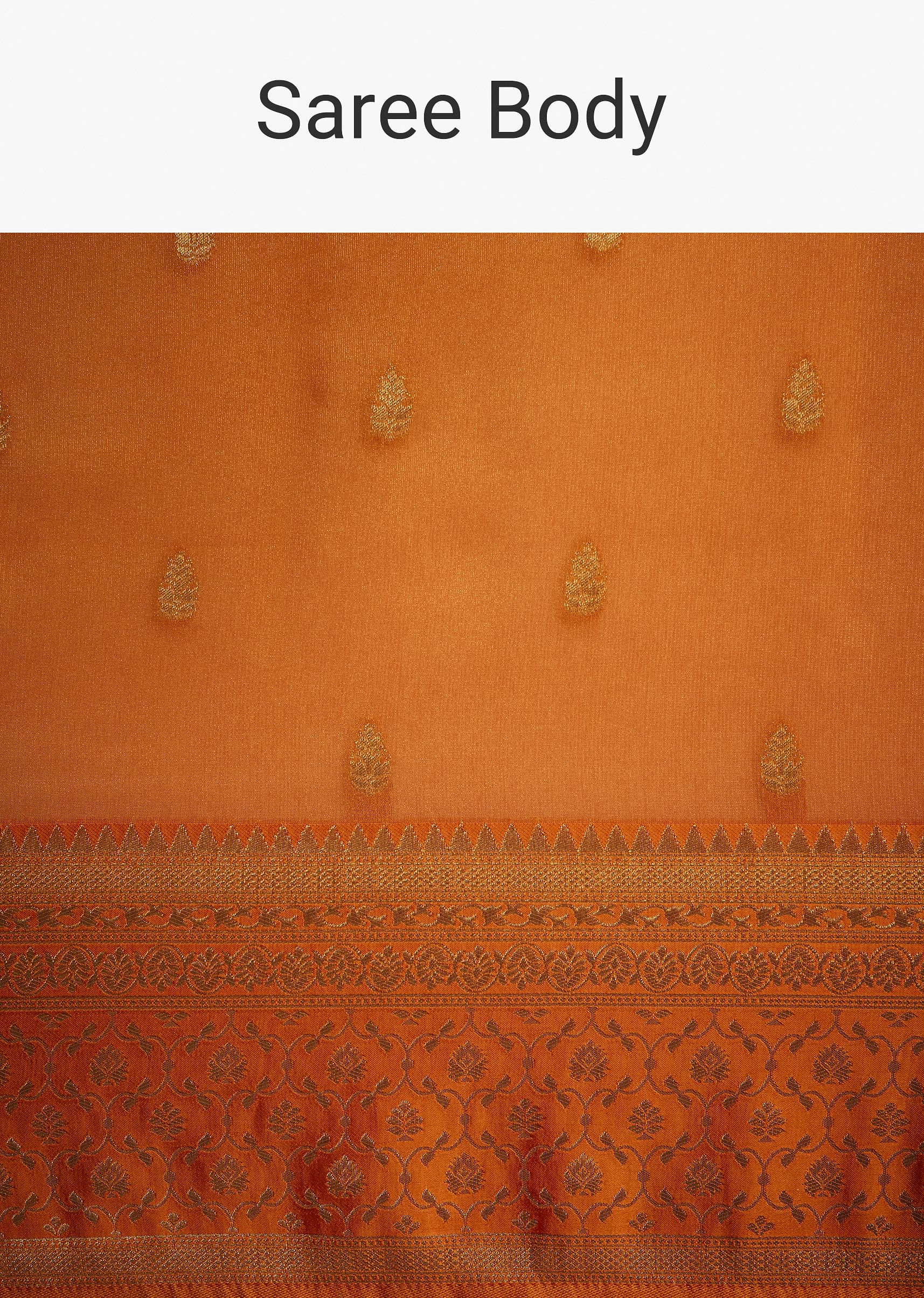 Orange Tissue Silk Saree With Zari Border And Butti Work - Image 9