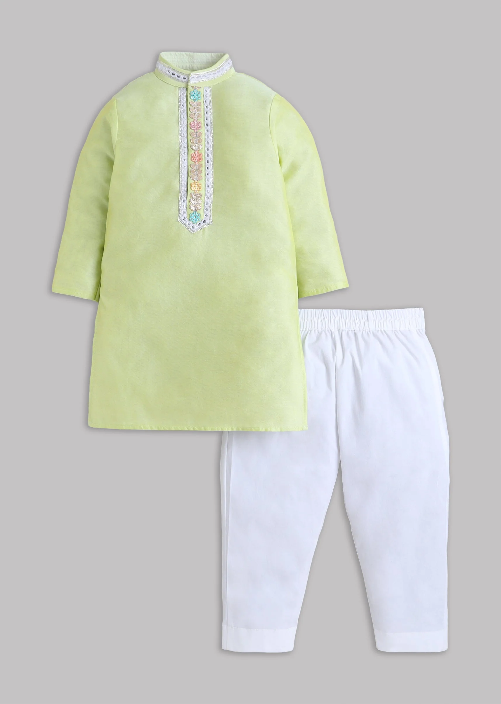 Pastel Green Organza Kurta Set With Gota Patti