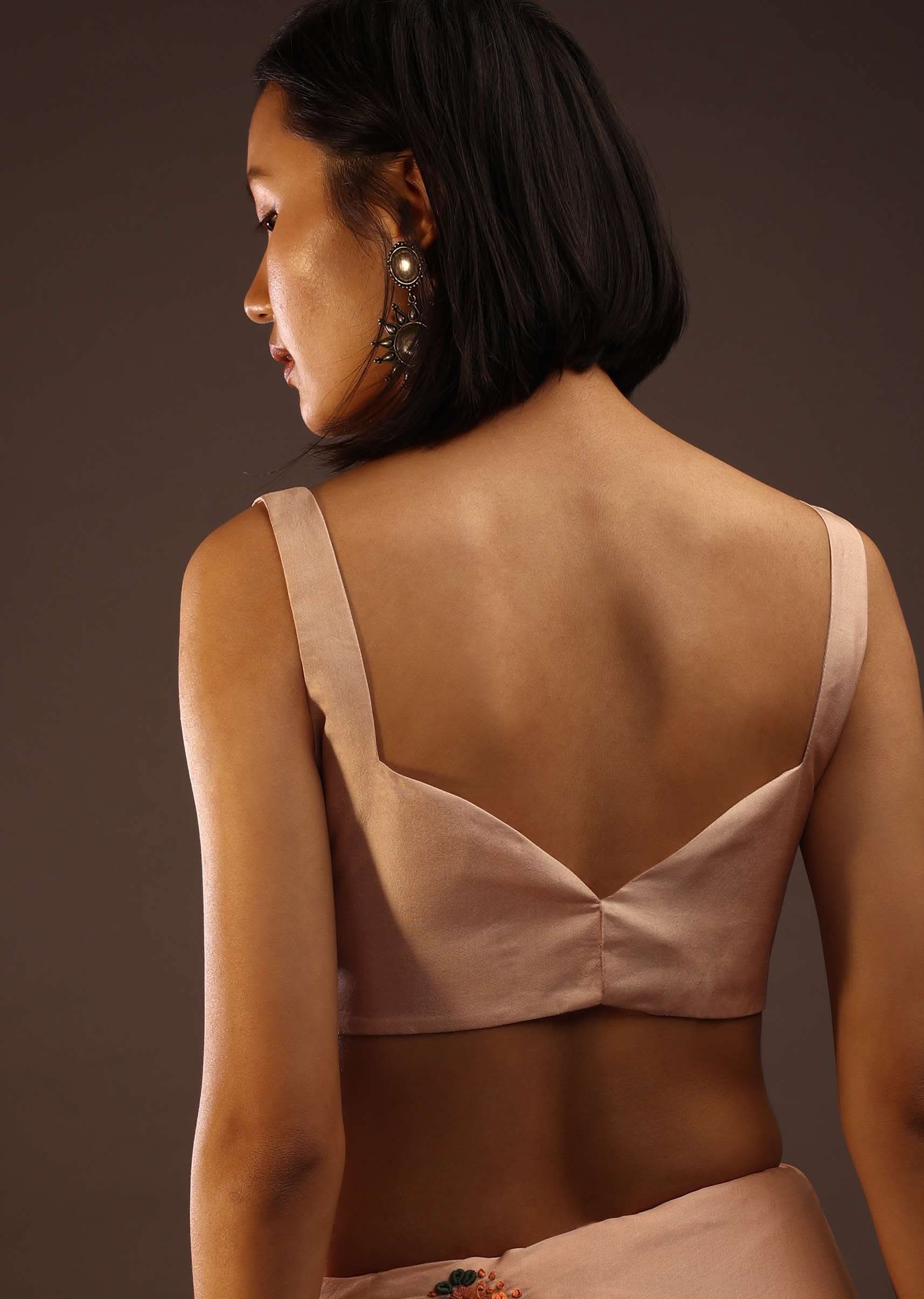 Peach Blush Sleeveless Blouse In A Sweetheart Neckline Back Hook Closure With A Straight Hemline - Image 2