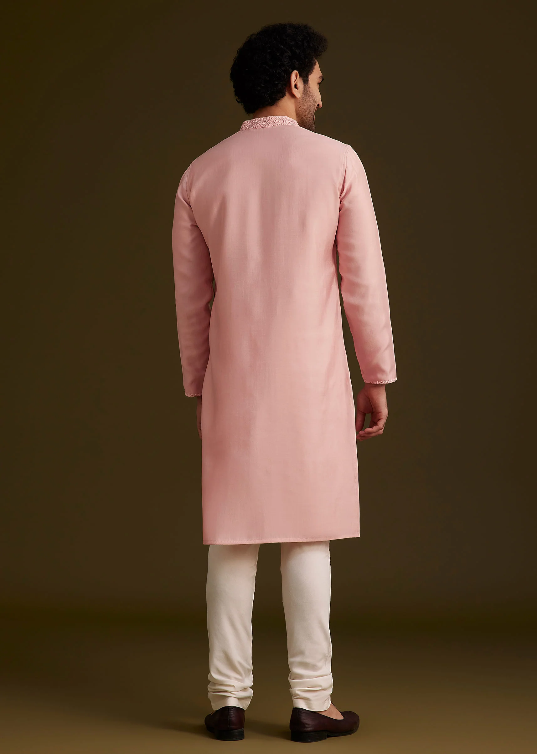 Peach Embroidered Kurta Set - Image 4