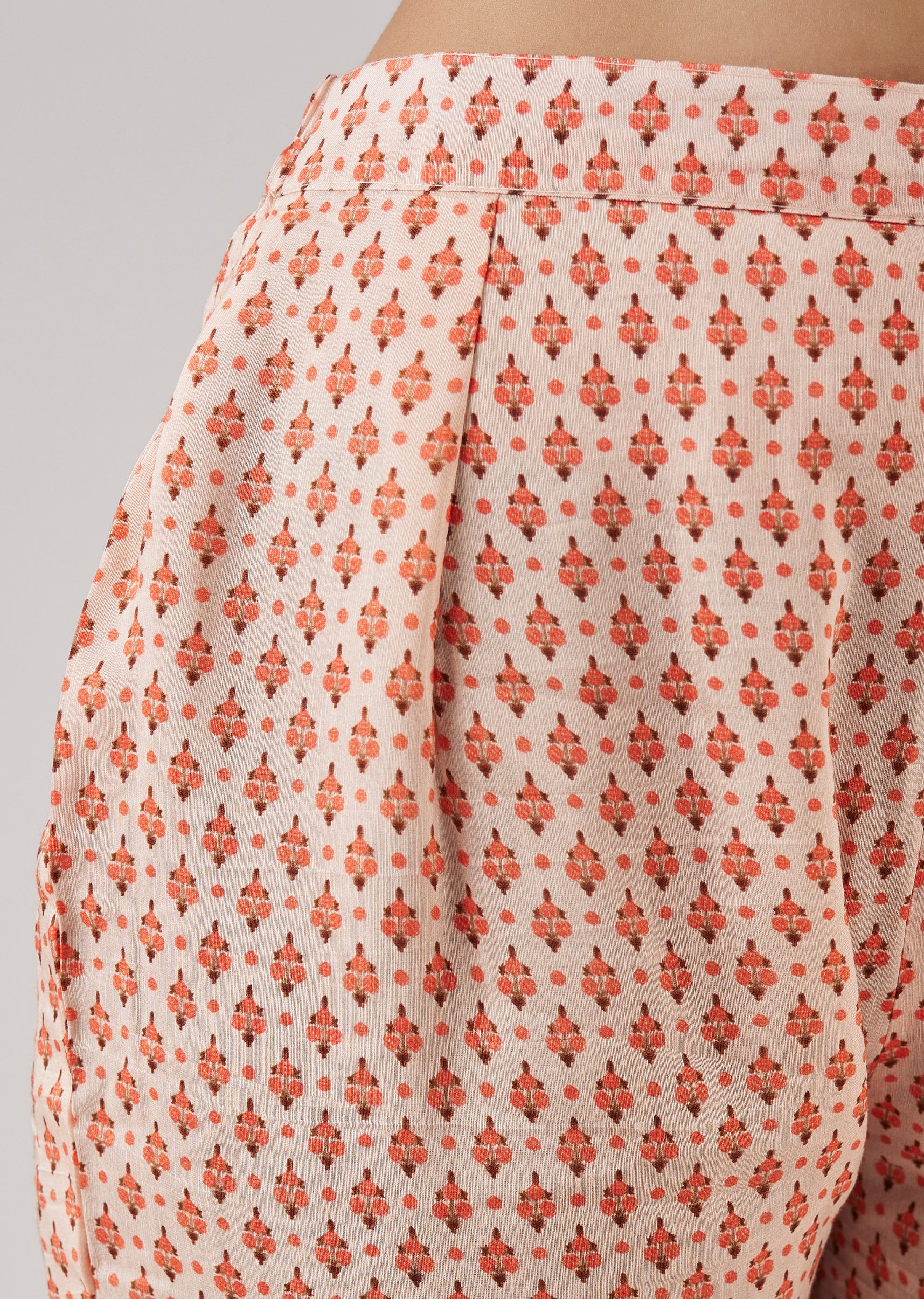 Peach Floral Co-ord Set With Cut Dana And Sequins Work - Image 6