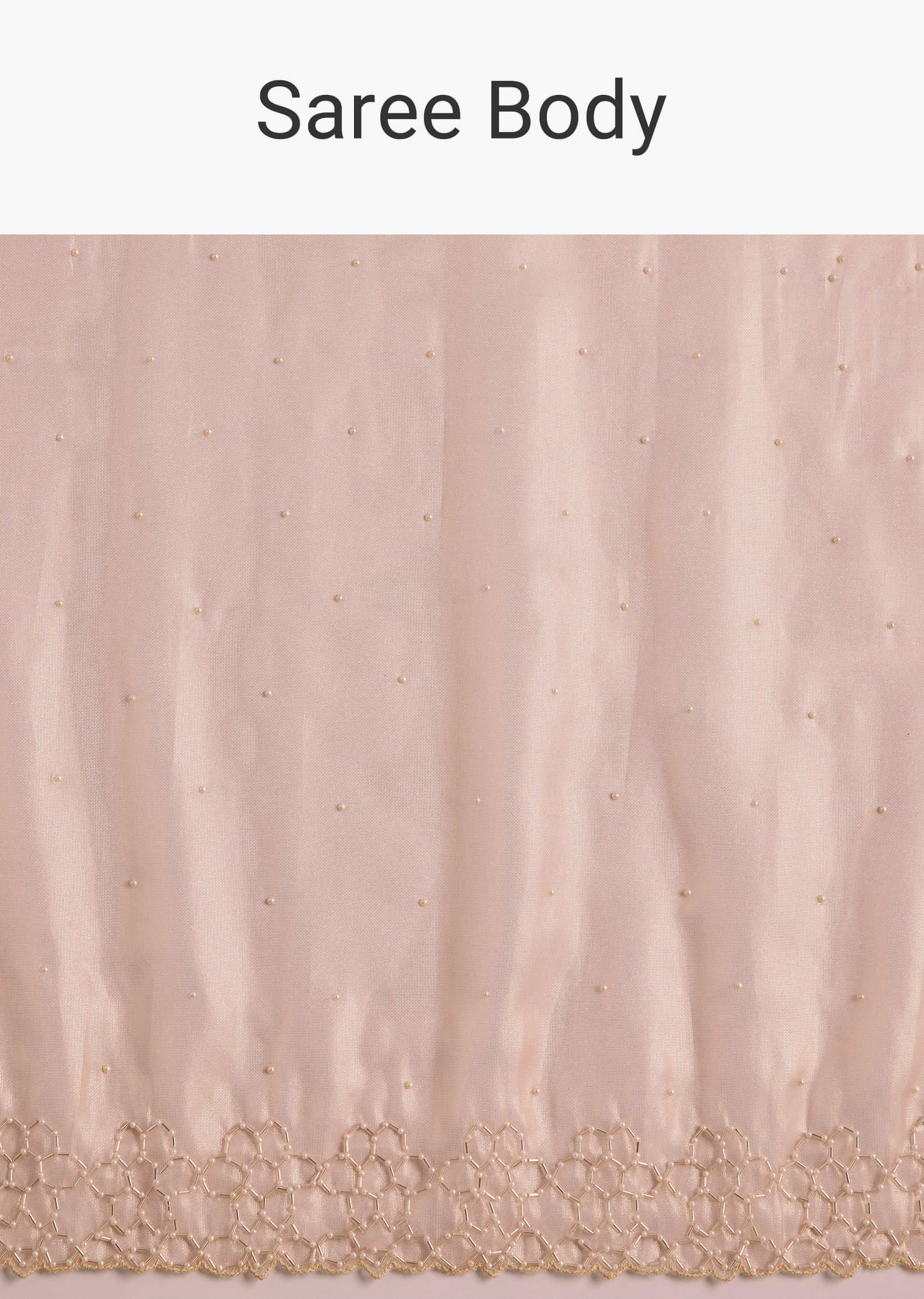 Peach Glass Tissue Saree With Cutdana And Beads Scallop Border - Image 10