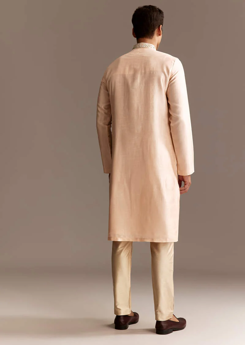 Peach Silk Kurta Set - Image 3