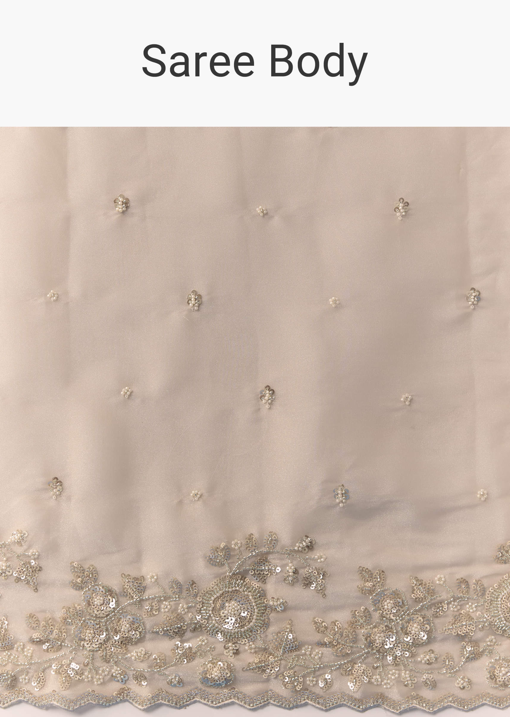 Peach Tissue Organza Cutwork Saree with Unstitched Blouse Fabric - Image 9