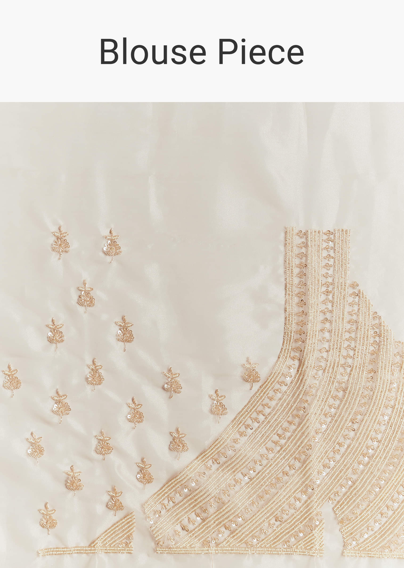 Peach Tissue Saree With Floral Moti And Cutdana Embroidery - Image 10