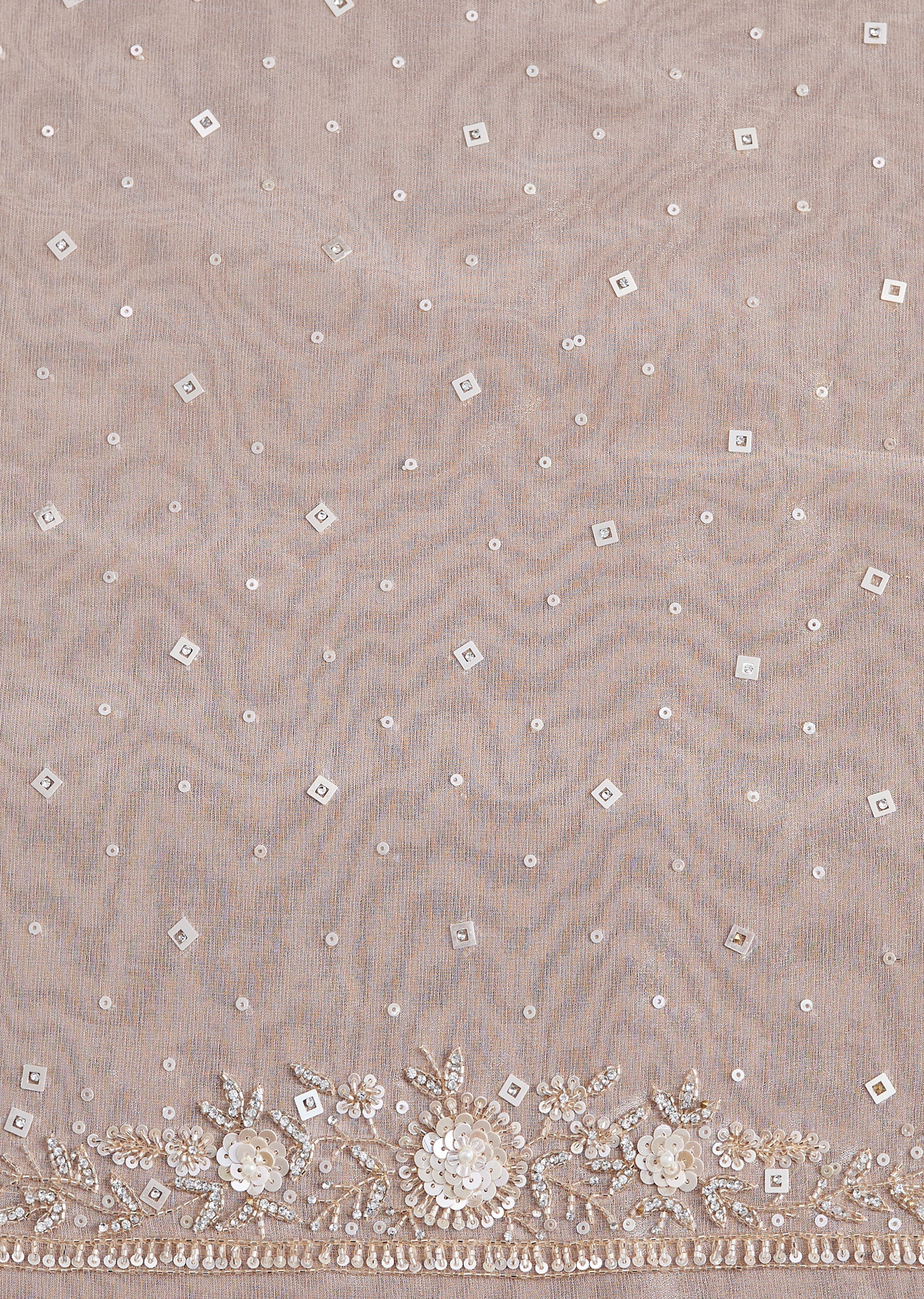 Peach Tissue Unstitched Suit With Dupatta - Image 3