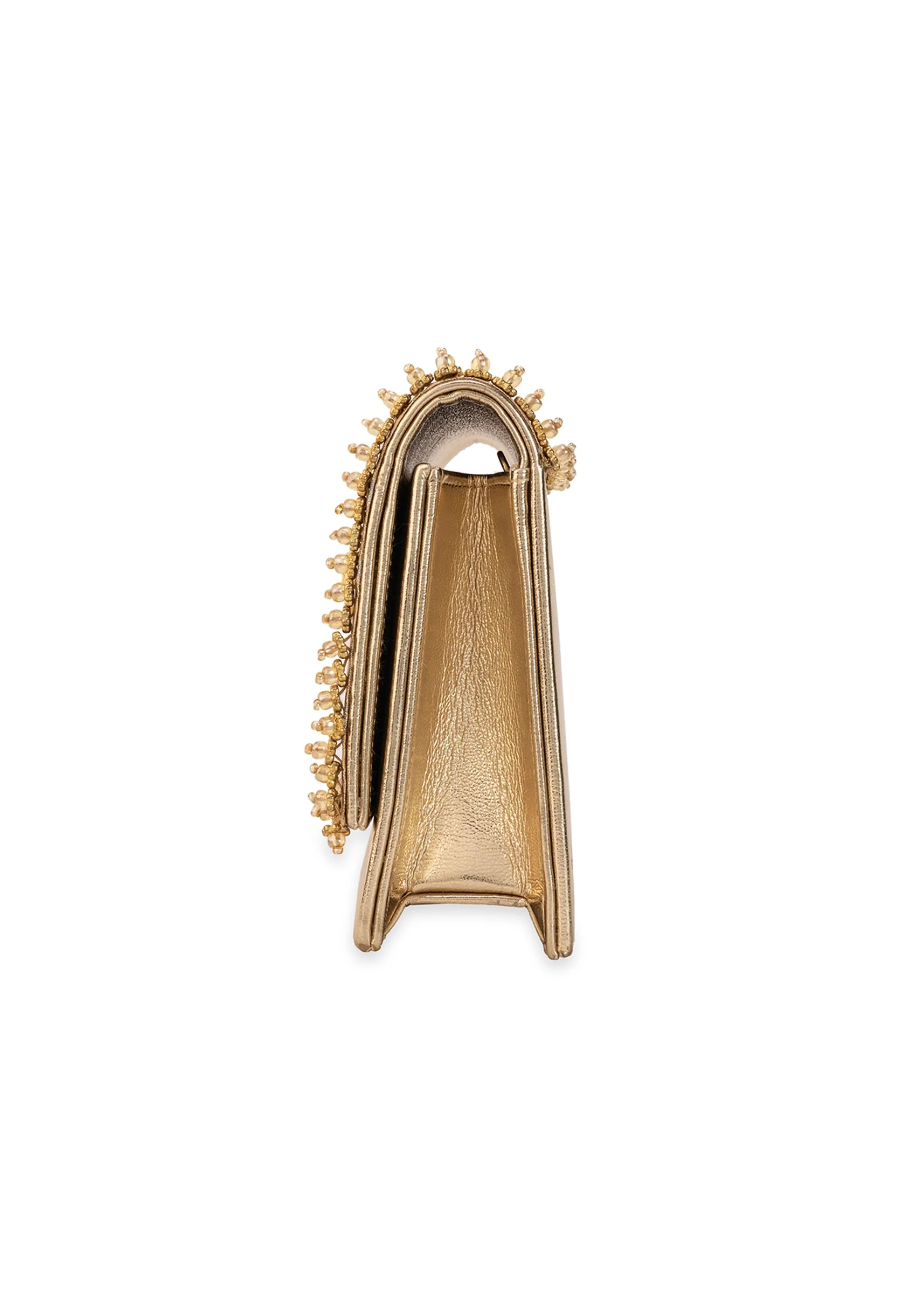 Peach Zari and Kundan Embellished Flap Bag - Image 5