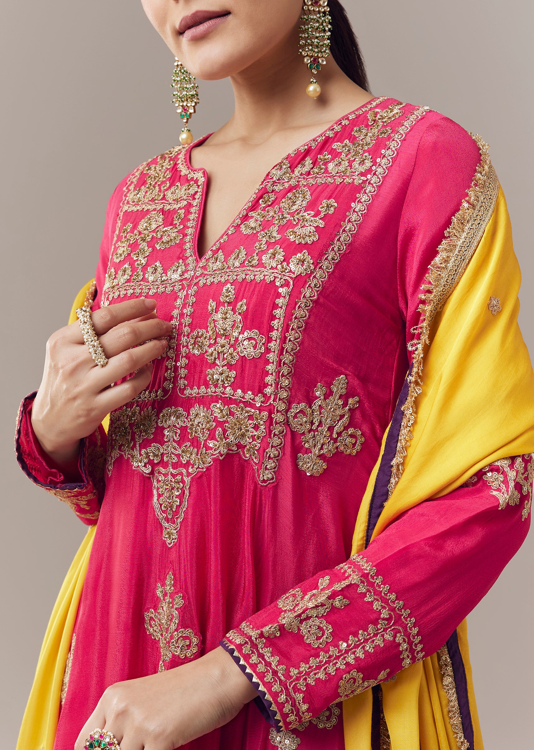 Pink Anarkali Suit With Zari Cut Dana And Sequins Work - Image 2