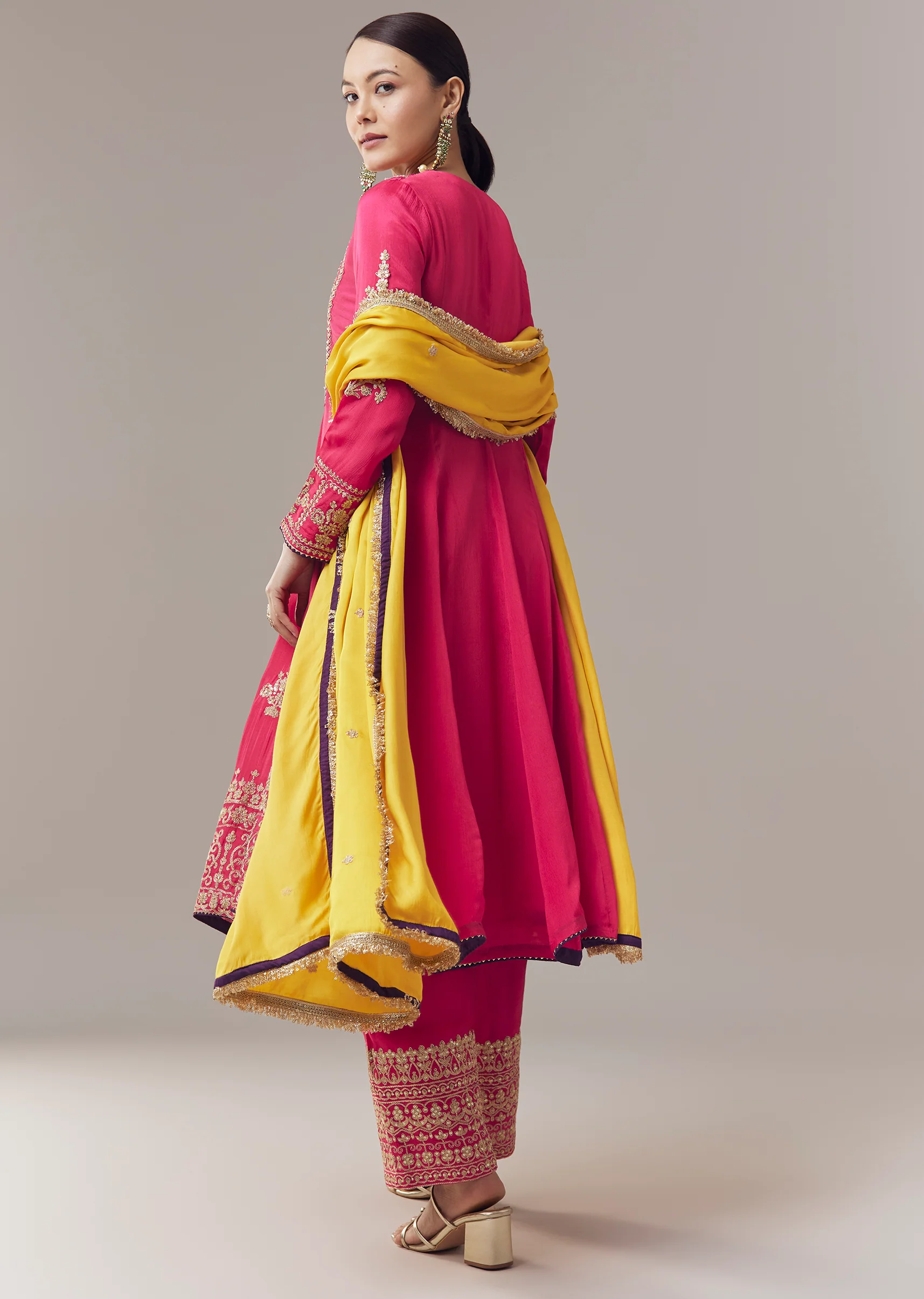 Pink Anarkali Suit With Zari Cut Dana And Sequins Work - Image 5