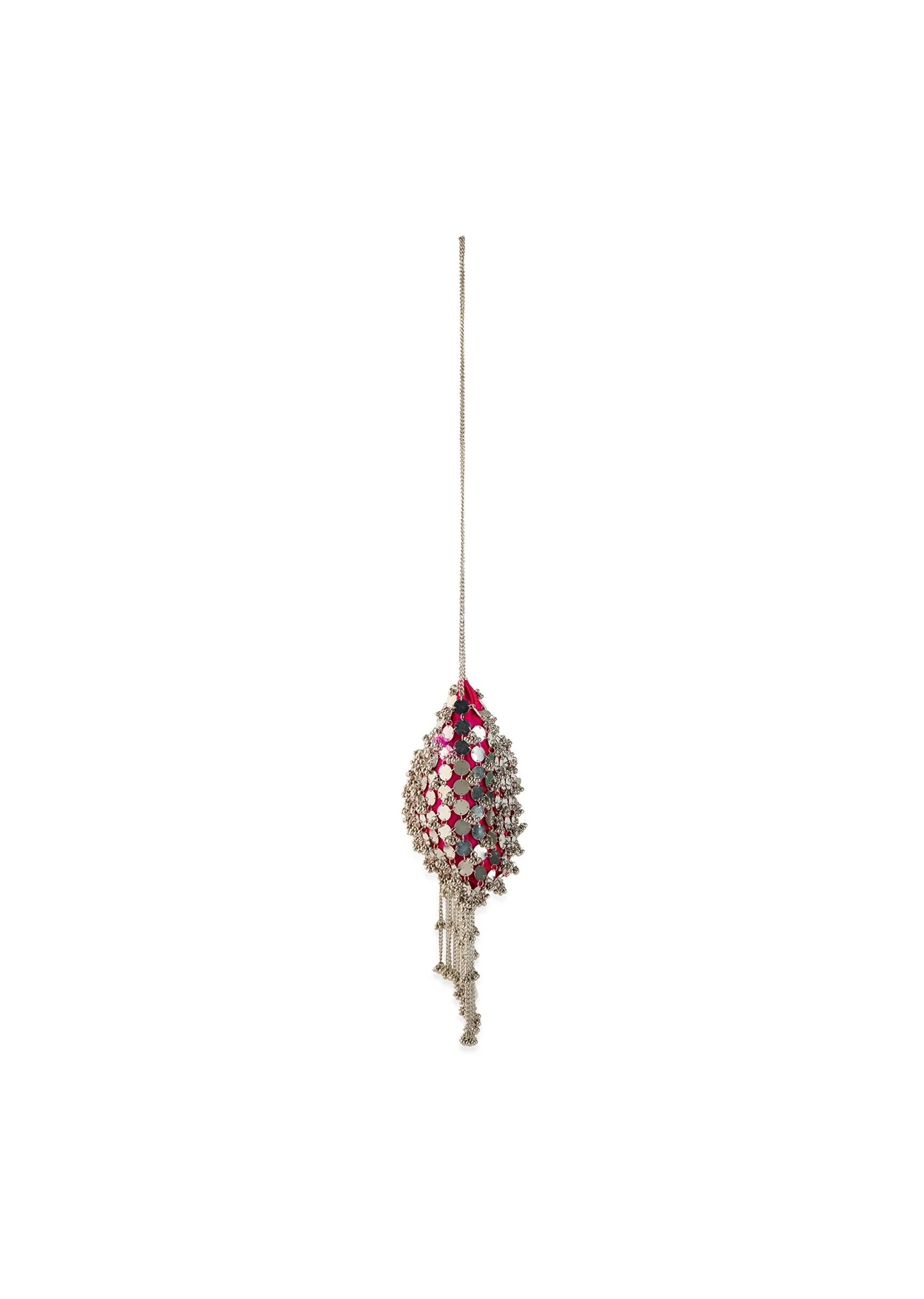 Pink and Silver Mirror Disc Tassel Bag - Image 5