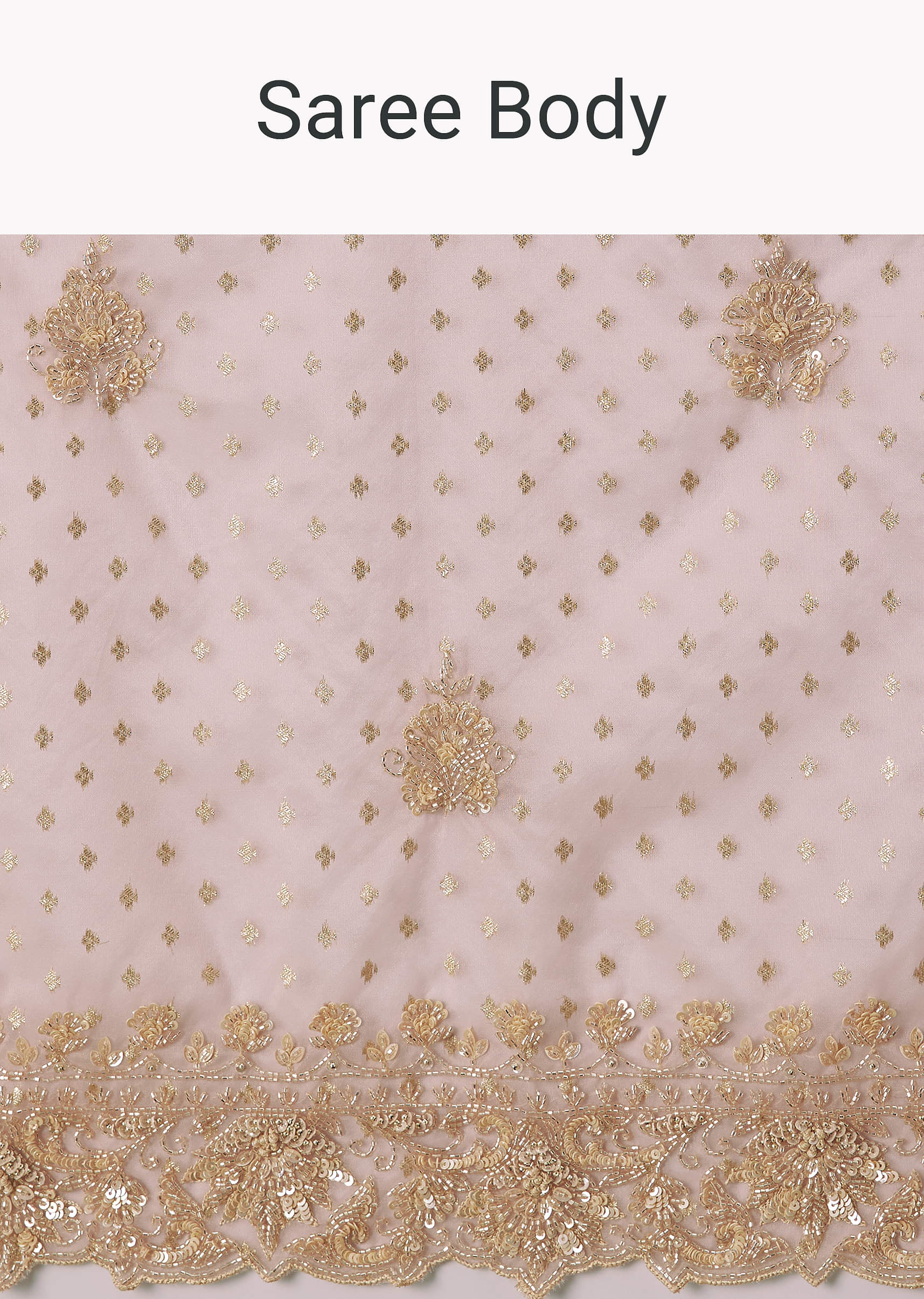 Pink Banarasi Tissue Saree With Velvet Embroidered Blouse - Image 9