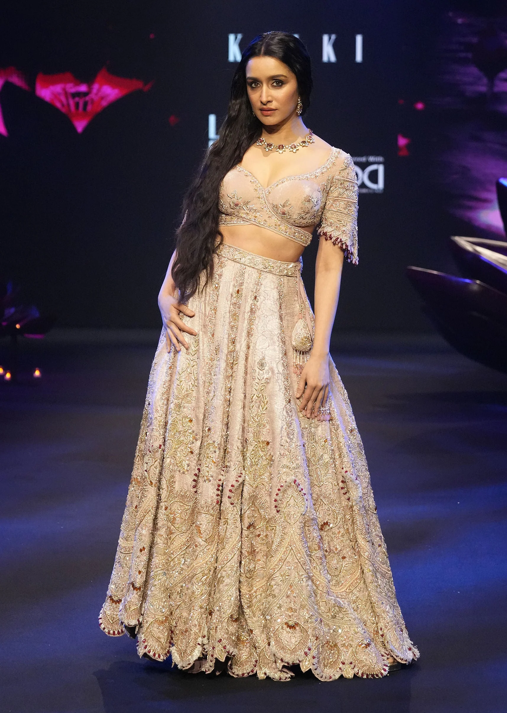 Pink Brocade Velvet Lehenga Choli With Two Scallop Dupattas - Image 6
