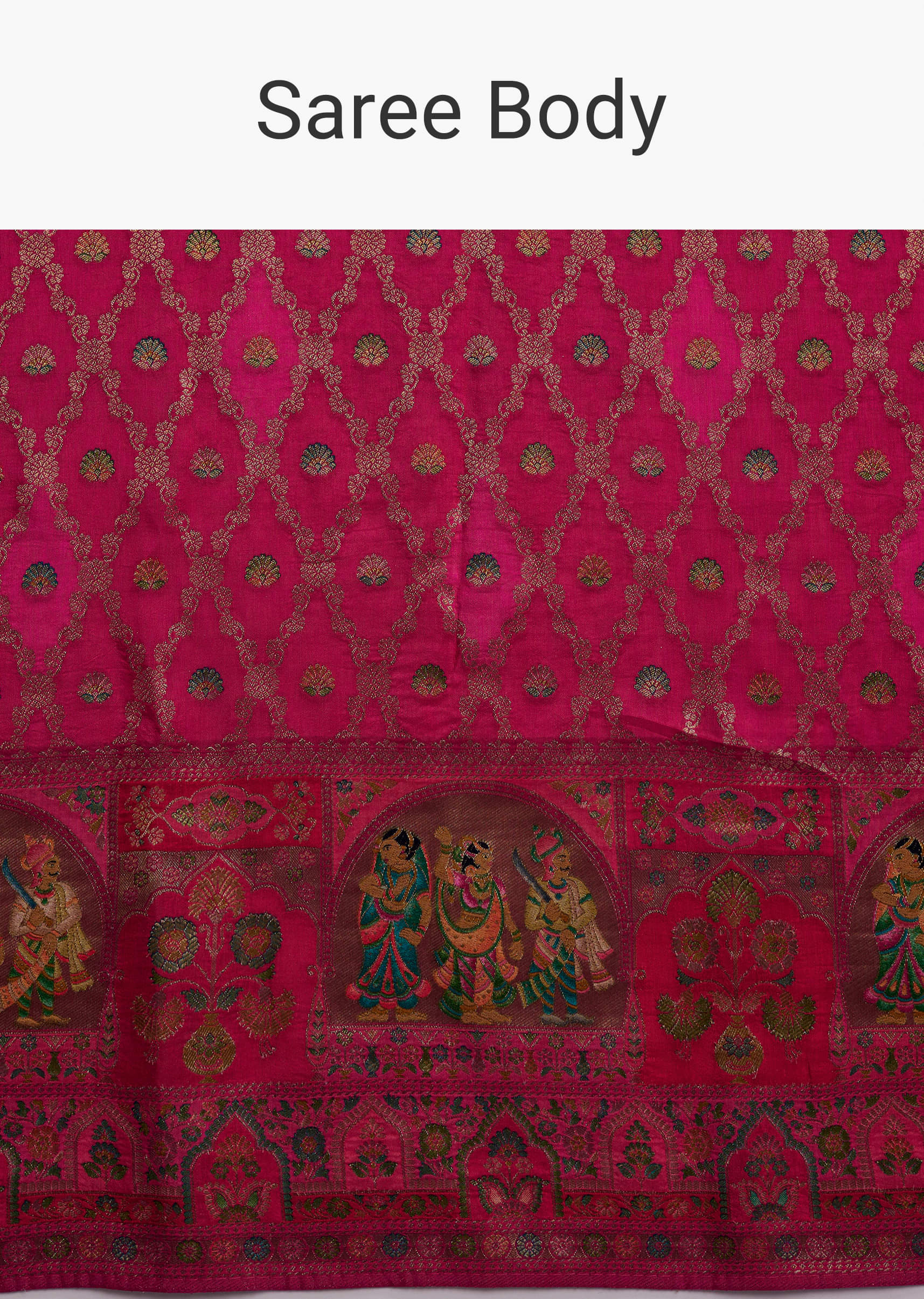 Pink Dola Silk Woven Saree With Delicate Hand Embroidery - Image 9