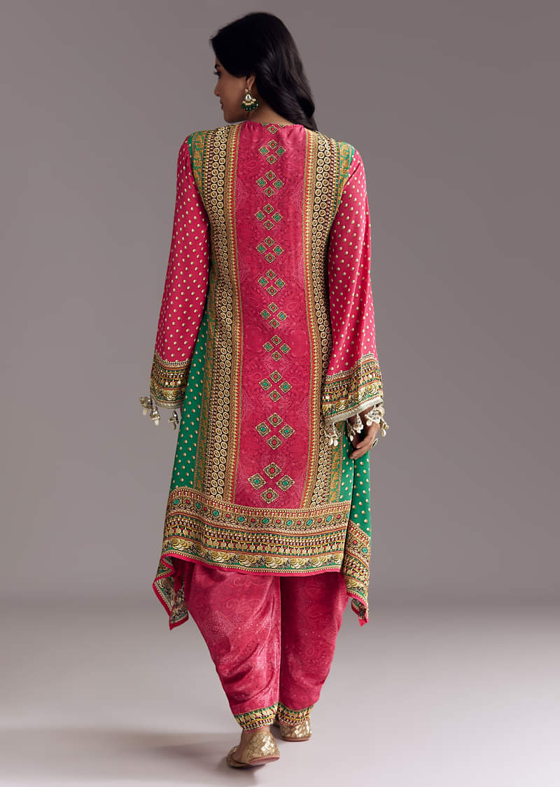 Pink Embroidered Kurta Dhoti Set - Image 6