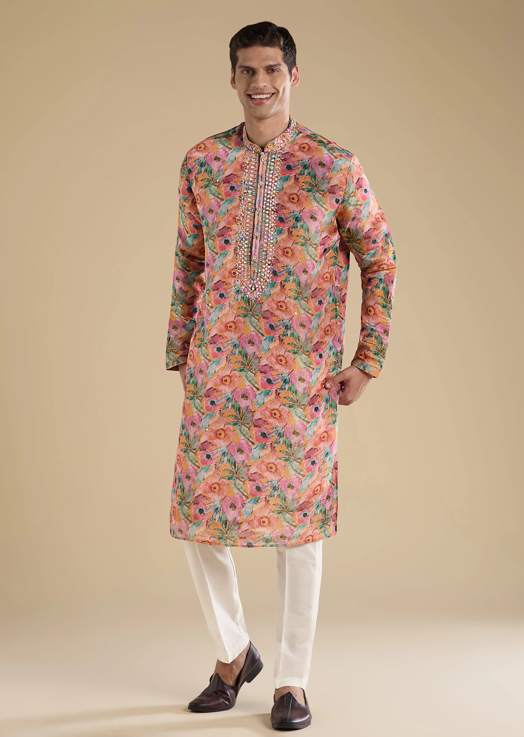 Pink Embroidered Kurta Set With Pants