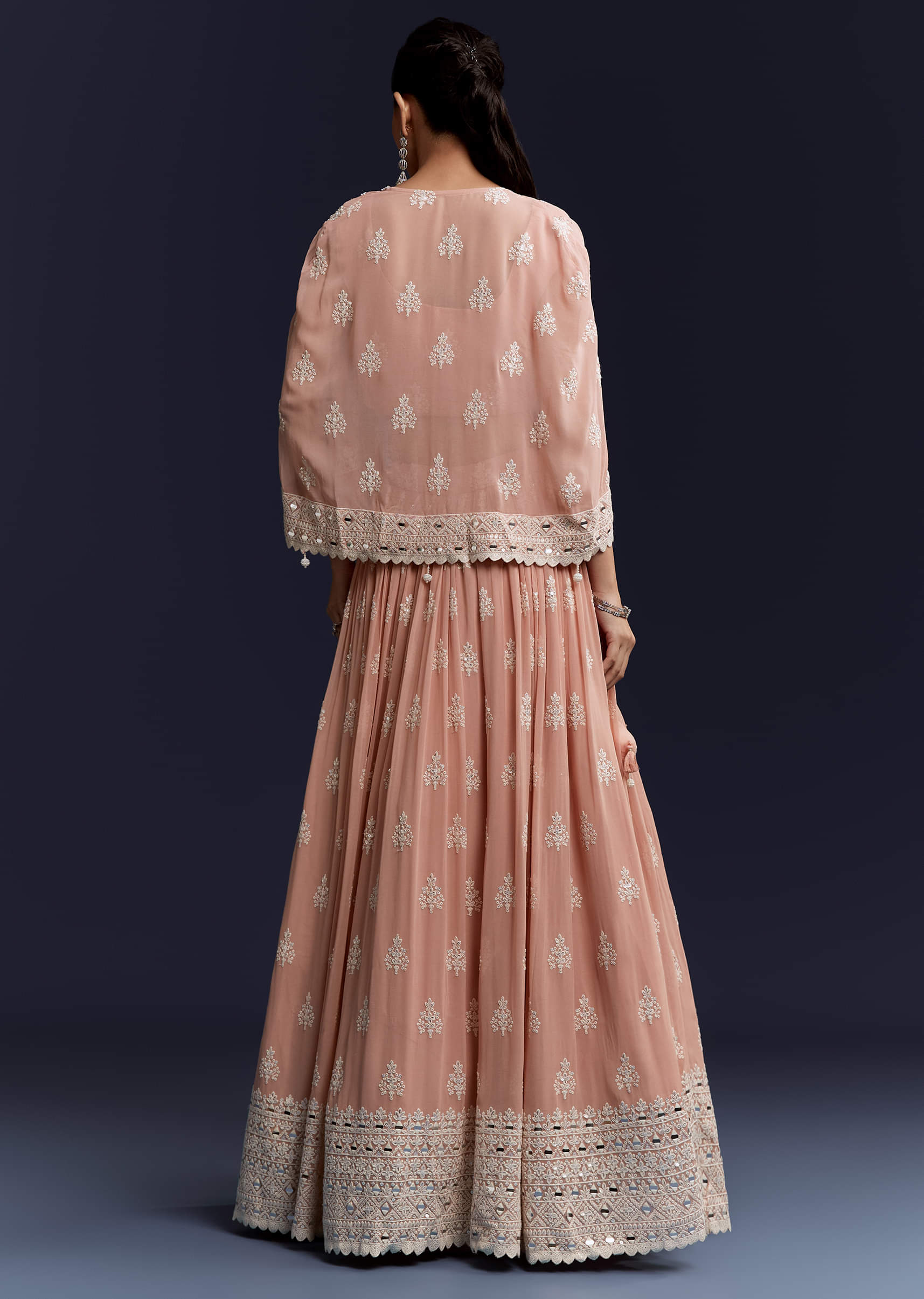 Pink Georgette Bridesmaid Lehenga With Sequins And Thread Embroidery - Image 2
