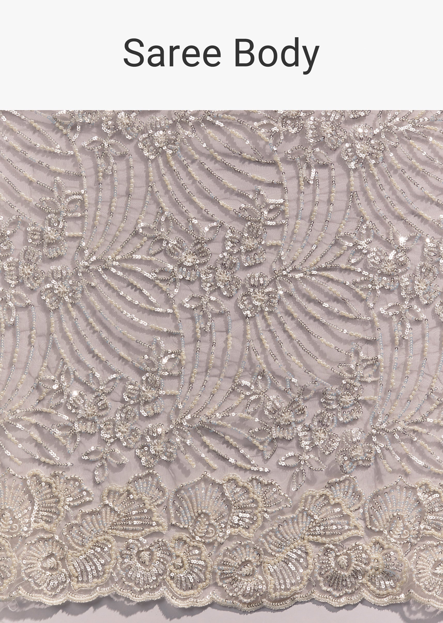 Pink Heavy Embroidered Net Saree With Cutwork Border And Floral Jaal - Image 9