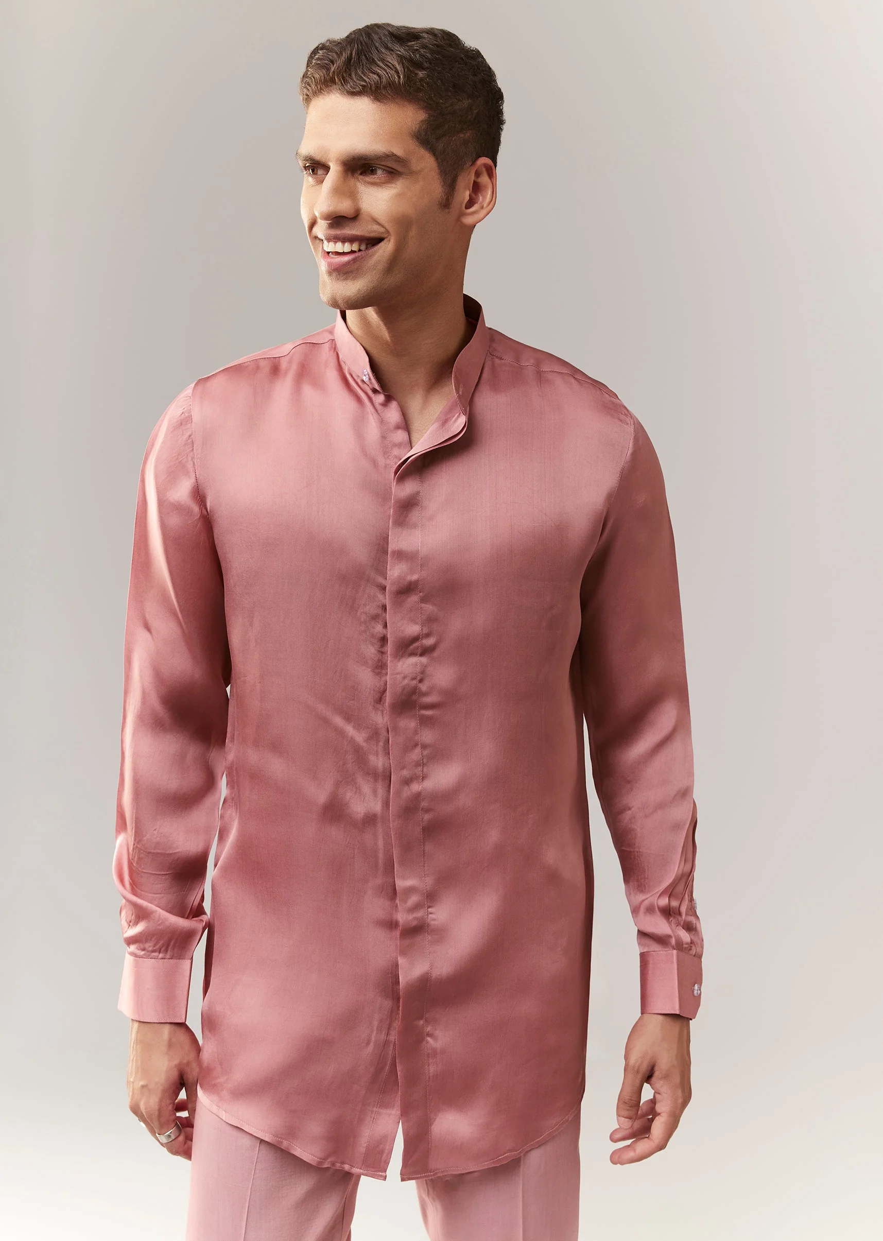 Pink Jodhpuri Style Tuxedo Set With Metal Broach - Image 6