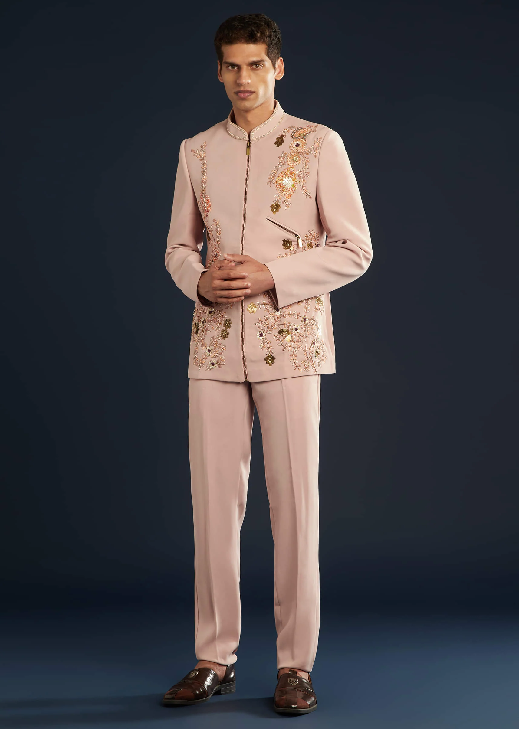 Pink Jodhpuri With Sequin Cutdana Embellishment