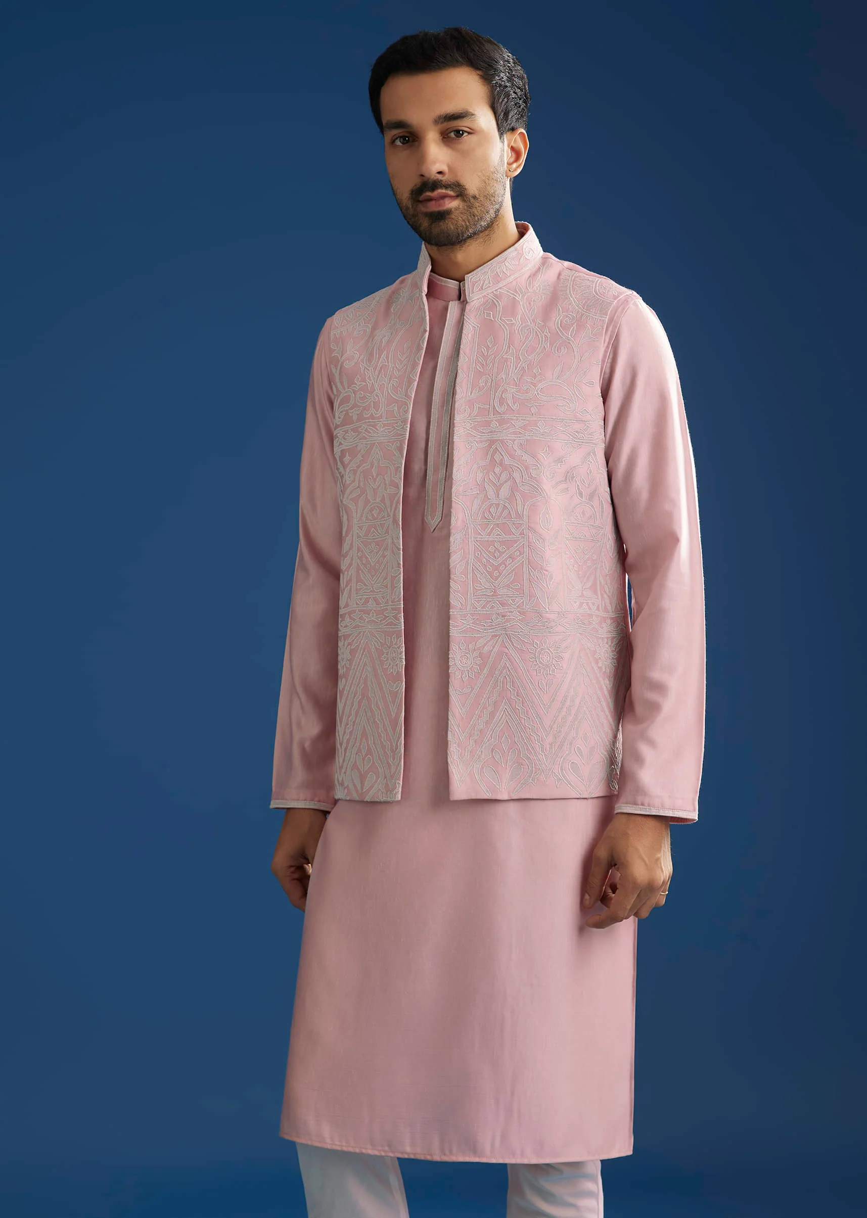 Pink Kurta Jacket Set With Gota Cutwork - Image 2