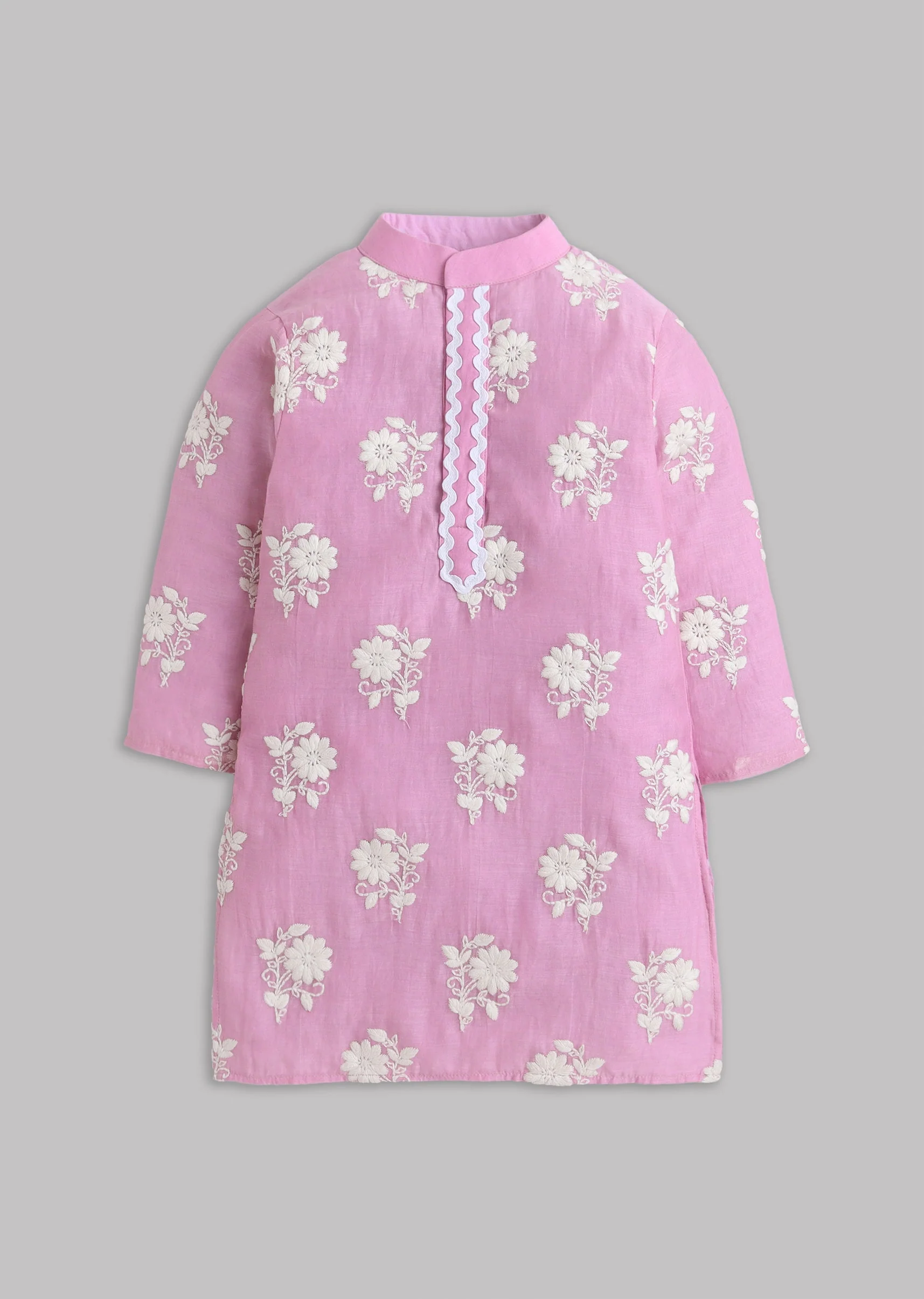 Pink Mul Chanderi Embroidered Kurta Set - Image 2