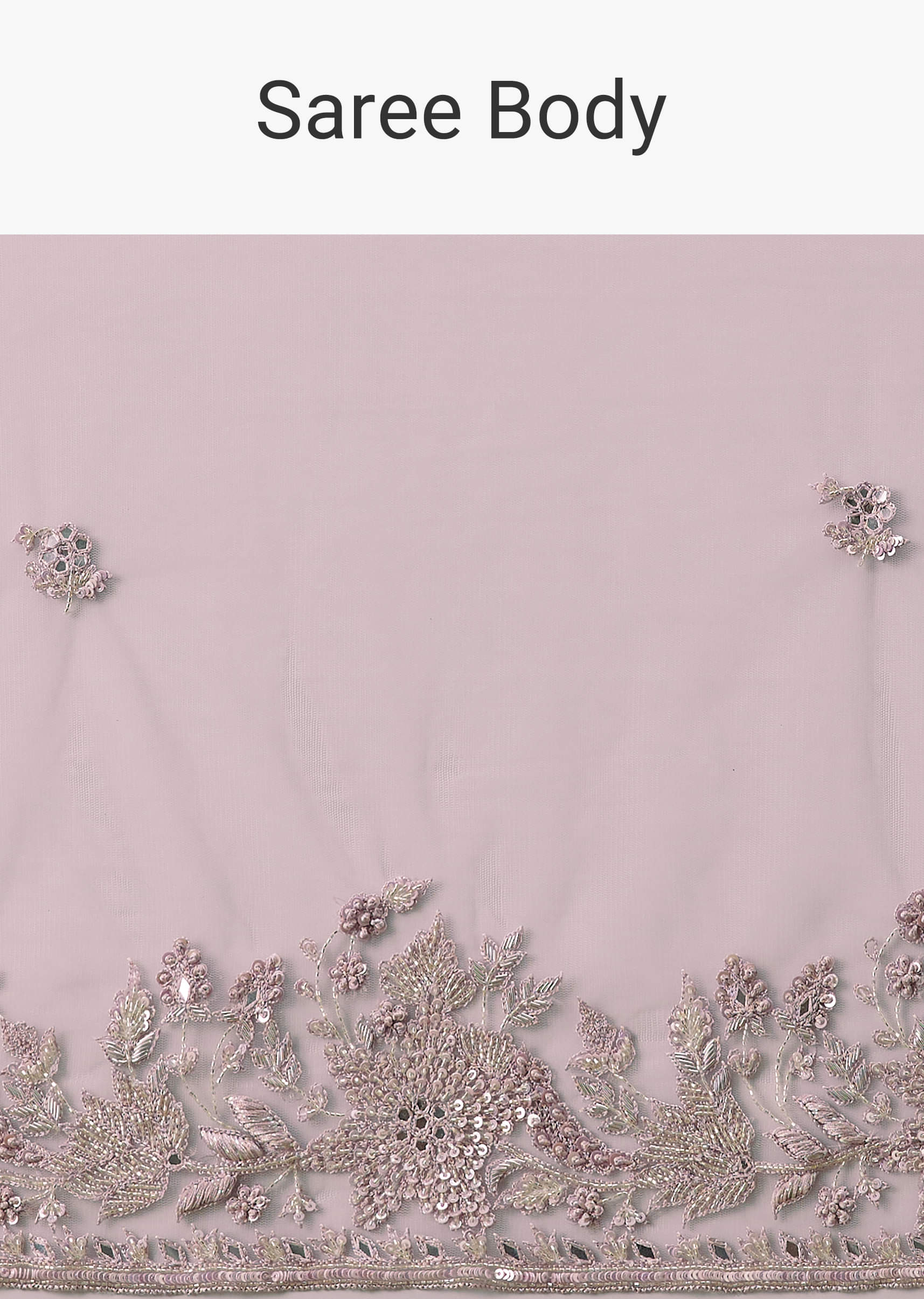 Pink Net Saree With All Over Embroidery - Image 9