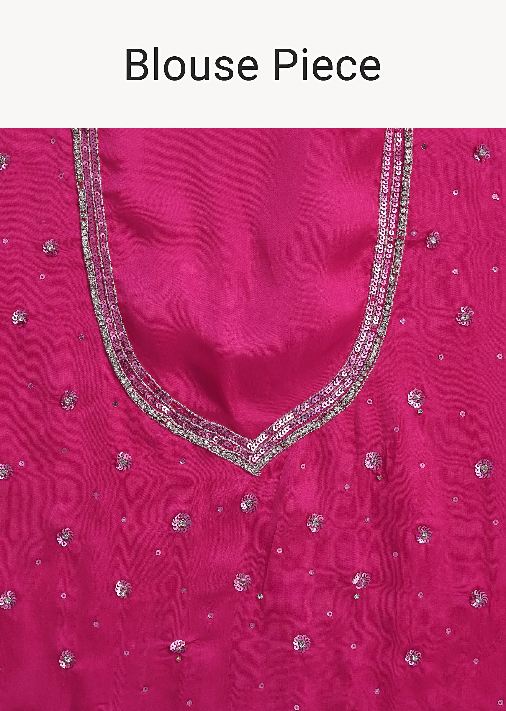 Pink Ombre Sequins Saree With Scallop Border - Image 9