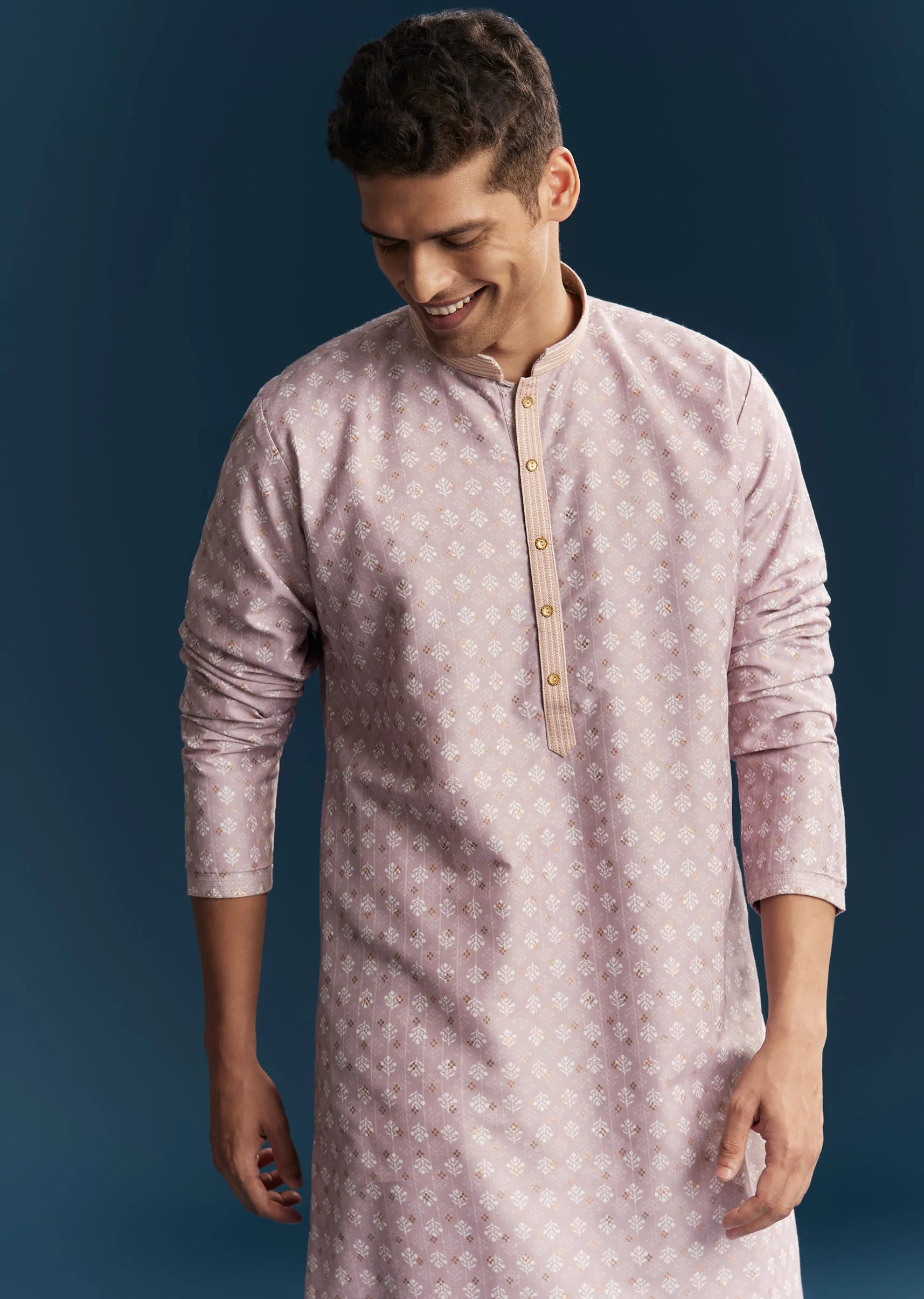 Pink Silk Kurta Set With Minimal Thread Detail - Image 4