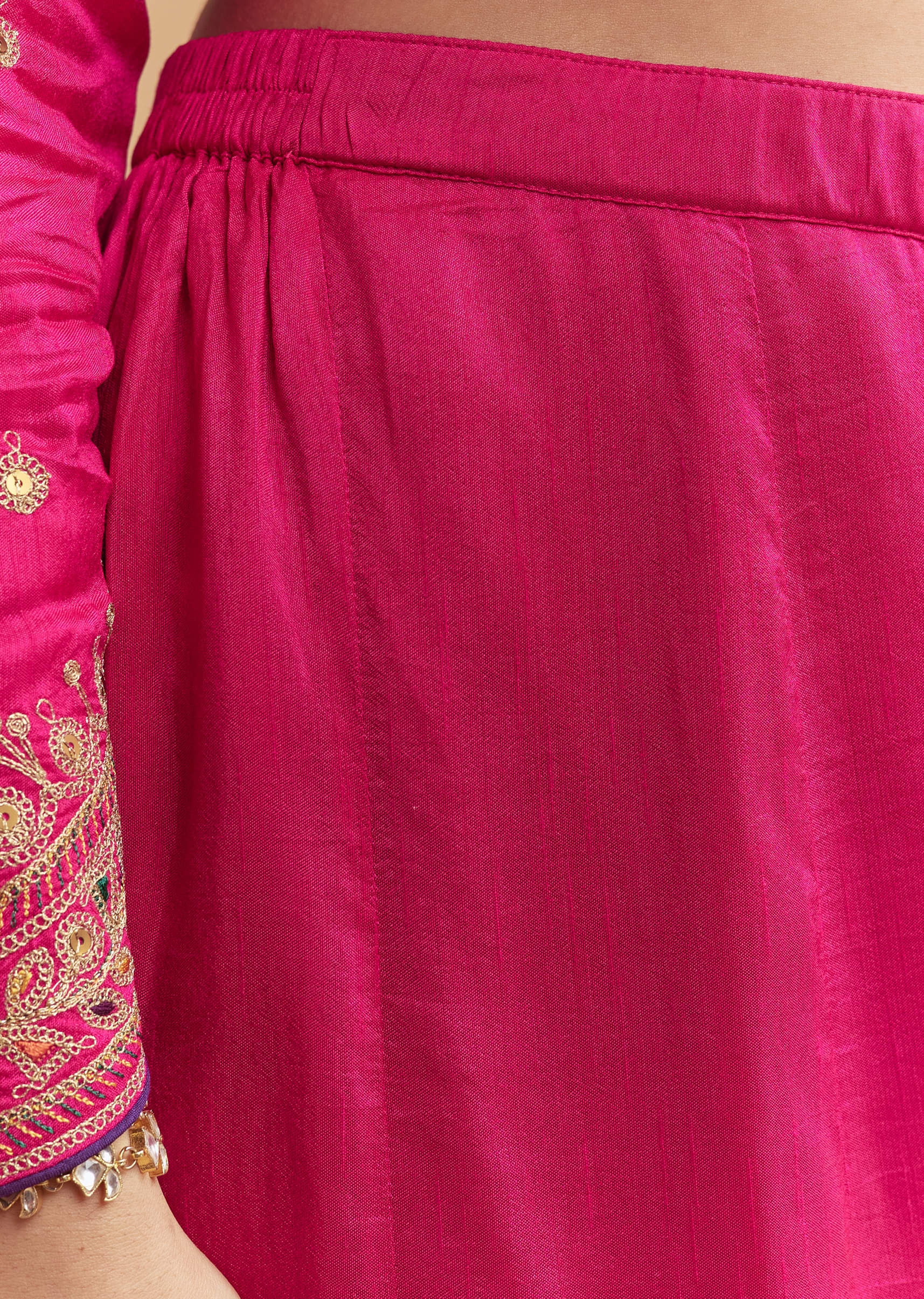 Pink Silk Palazzo Suit With Intricate Zari Work - Image 6