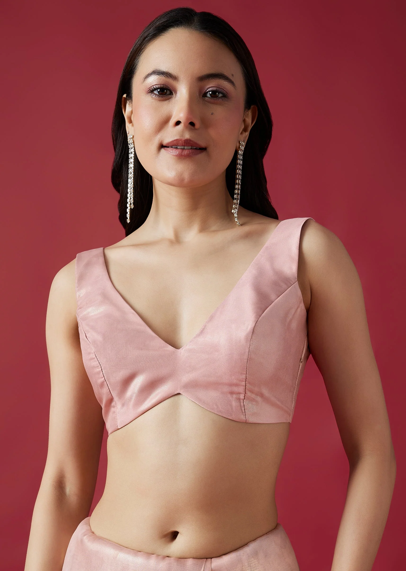 Pink Tissue Organza Jacquard Saree With Embroidered Scallop Border - Image 7