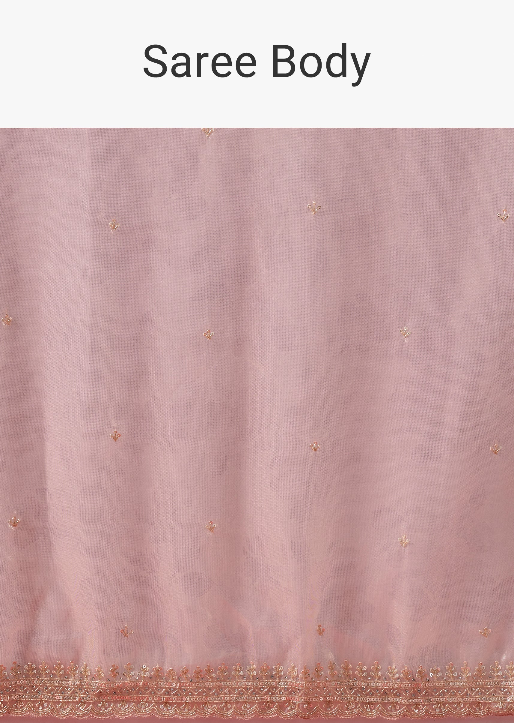 Pink Tissue Organza Jacquard Saree With Embroidered Scallop Border - Image 9