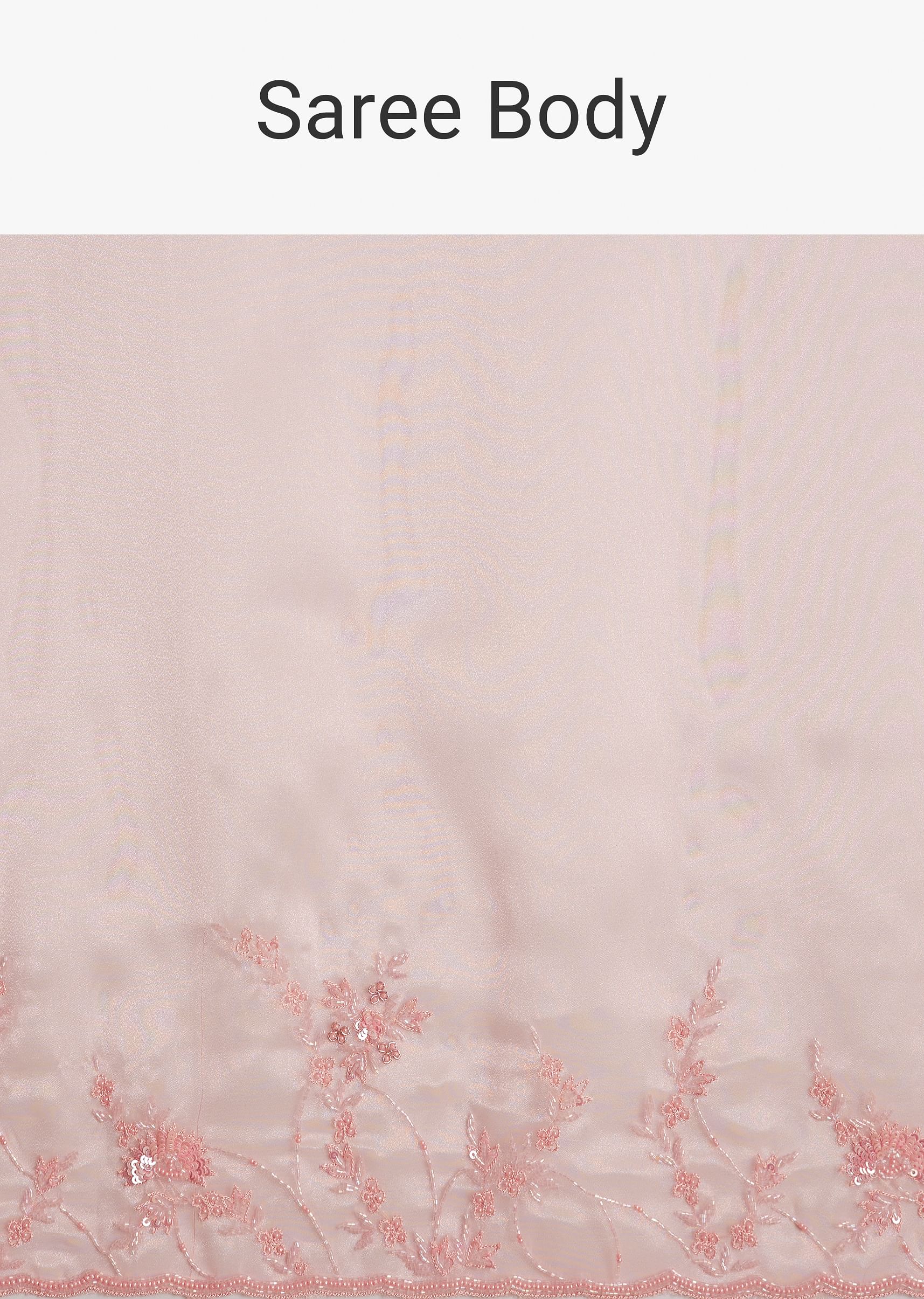 Pink Tissue Saree With Heavy Cutdana And Beads Embroidery - Image 9
