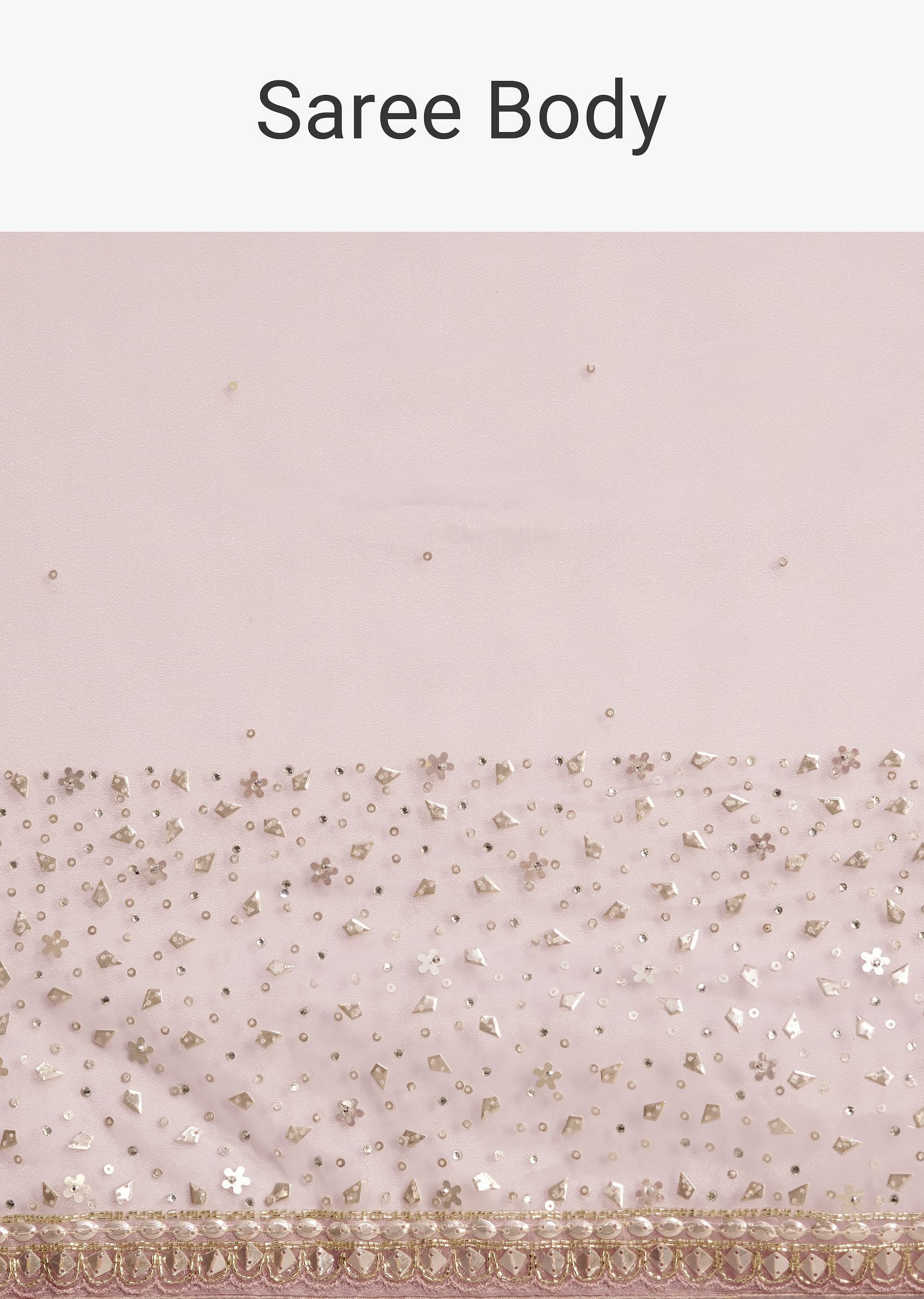 Pink Tissue Saree With Sequins Embellished Border - Image 9
