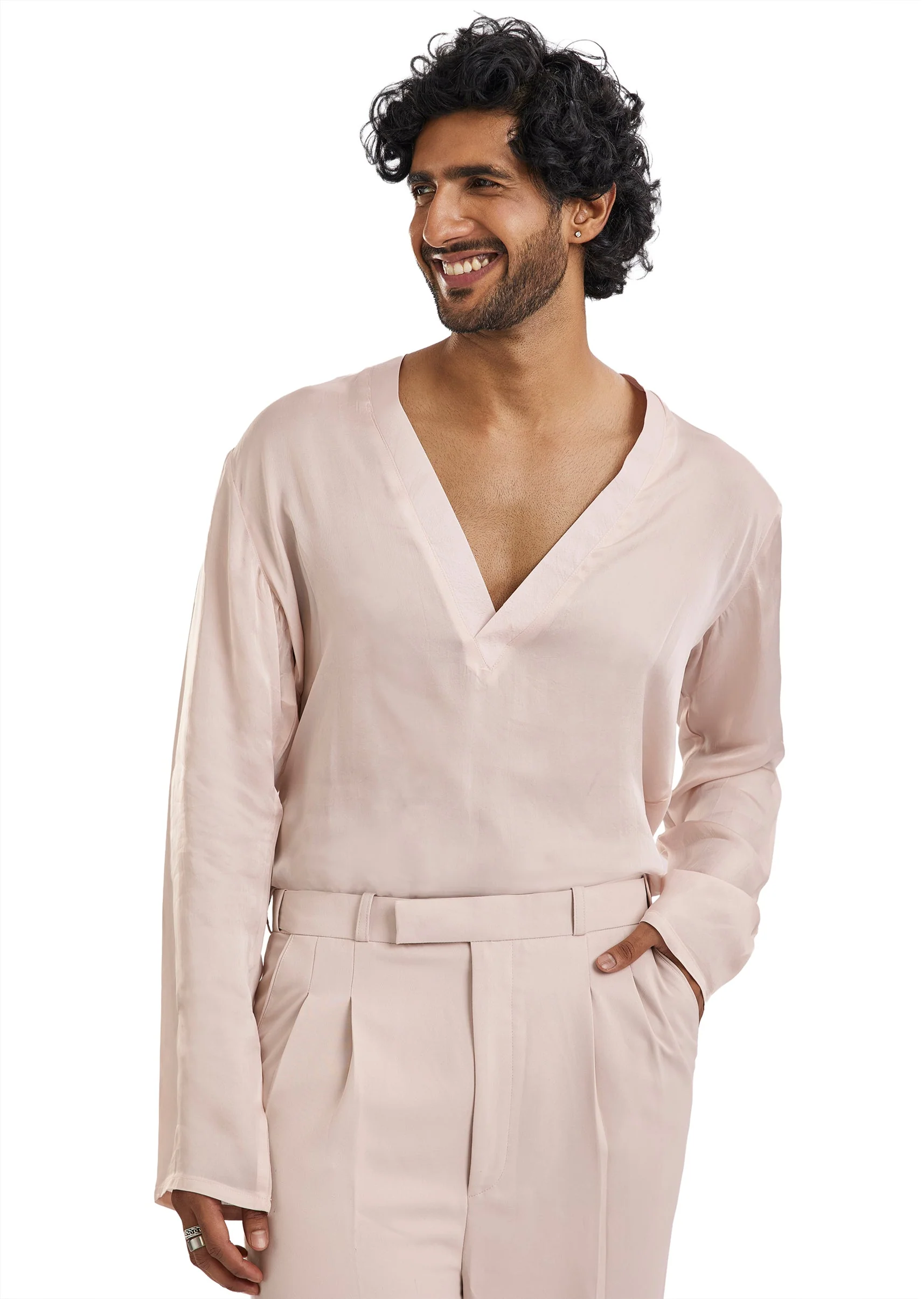 Pink Tuxedo Set With Pearl Floral Embroidery - Image 6